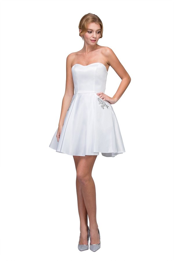 Satin Short Strapless A-line Dress by Eureka 6622 - product image 8