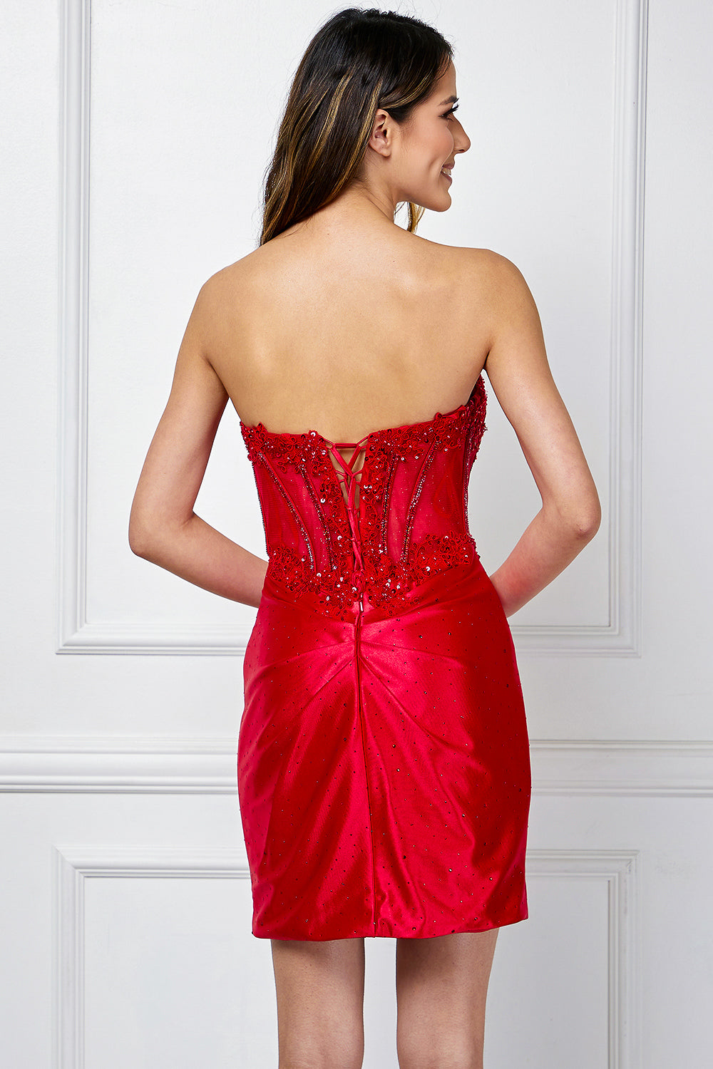 Applique Short Strapless Dress by Amelia Couture 9062S - product image 12