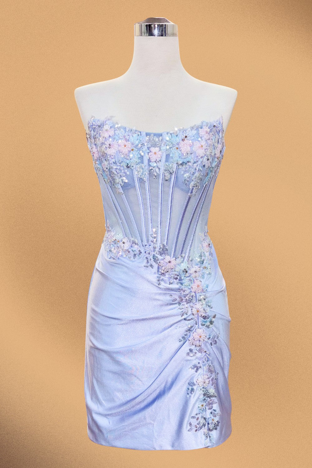 Applique Short Strapless Dress by Amelia Couture 9065S - product image 7
