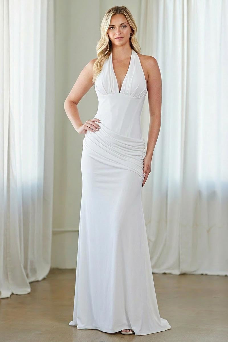 Fitted Halter V-Neck Gown by Amelia Couture 6150 - image 1