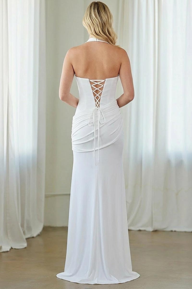 Fitted Halter V-Neck Gown by Amelia Couture 6150 - image 2
