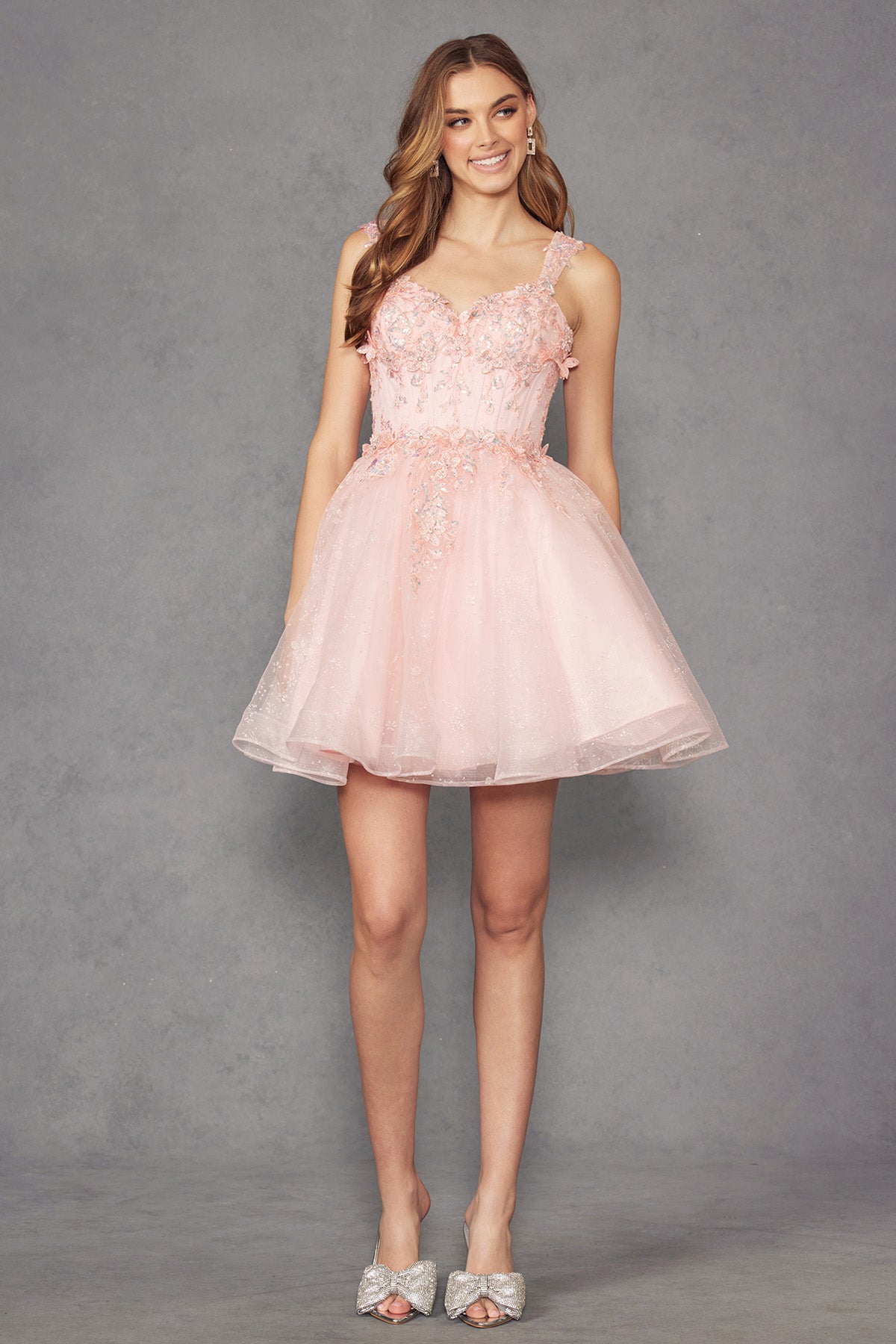 Floral Applique Short Sleeveless Dress by Juliet JT976L - product image 7