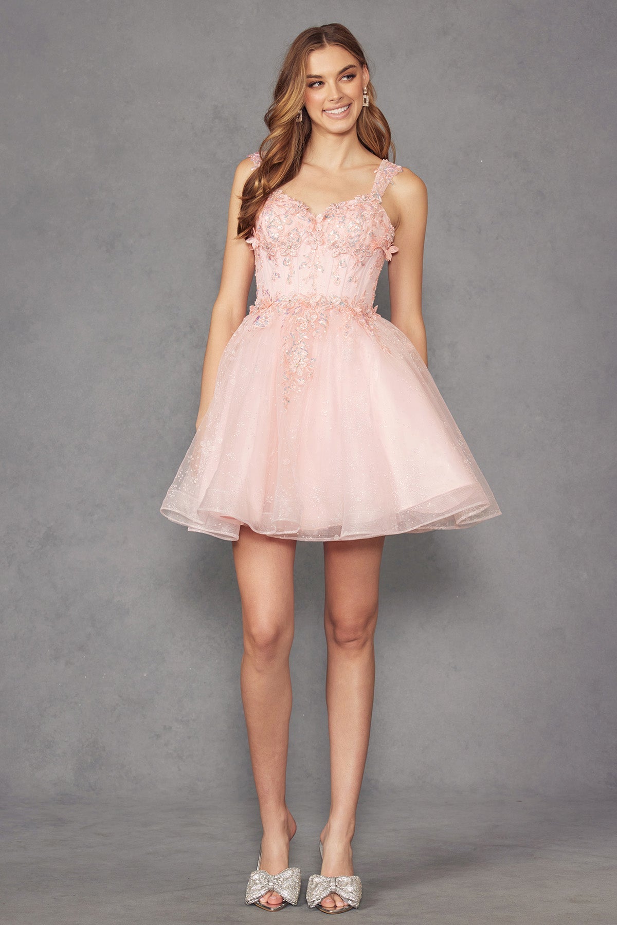 Floral Applique Short Sleeveless Dress by Juliet JT976L - product image 7