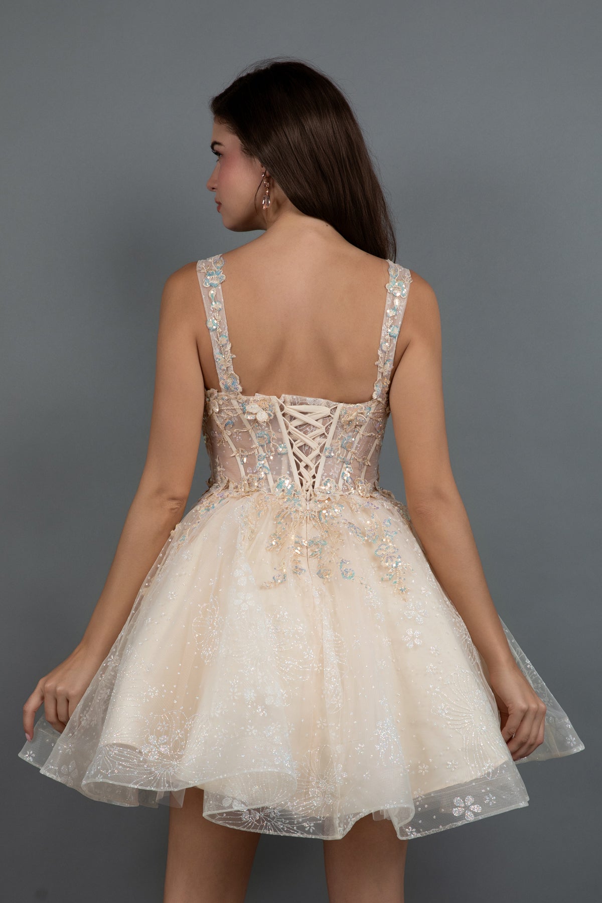 Floral Applique Short Sleeveless Dress by Juliet JT976L - product image 9