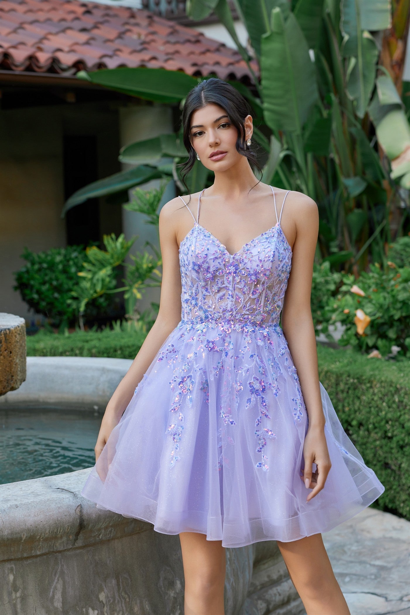 Applique Short Sleeveless A-line Dress by Juliet JT988N - product image 3