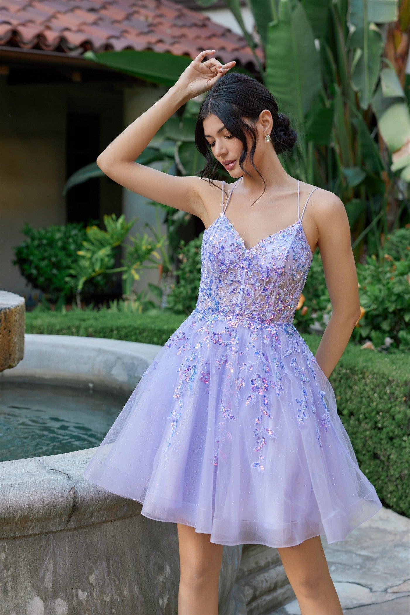 Applique Short Sleeveless A-line Dress by Juliet JT988N - product image 8