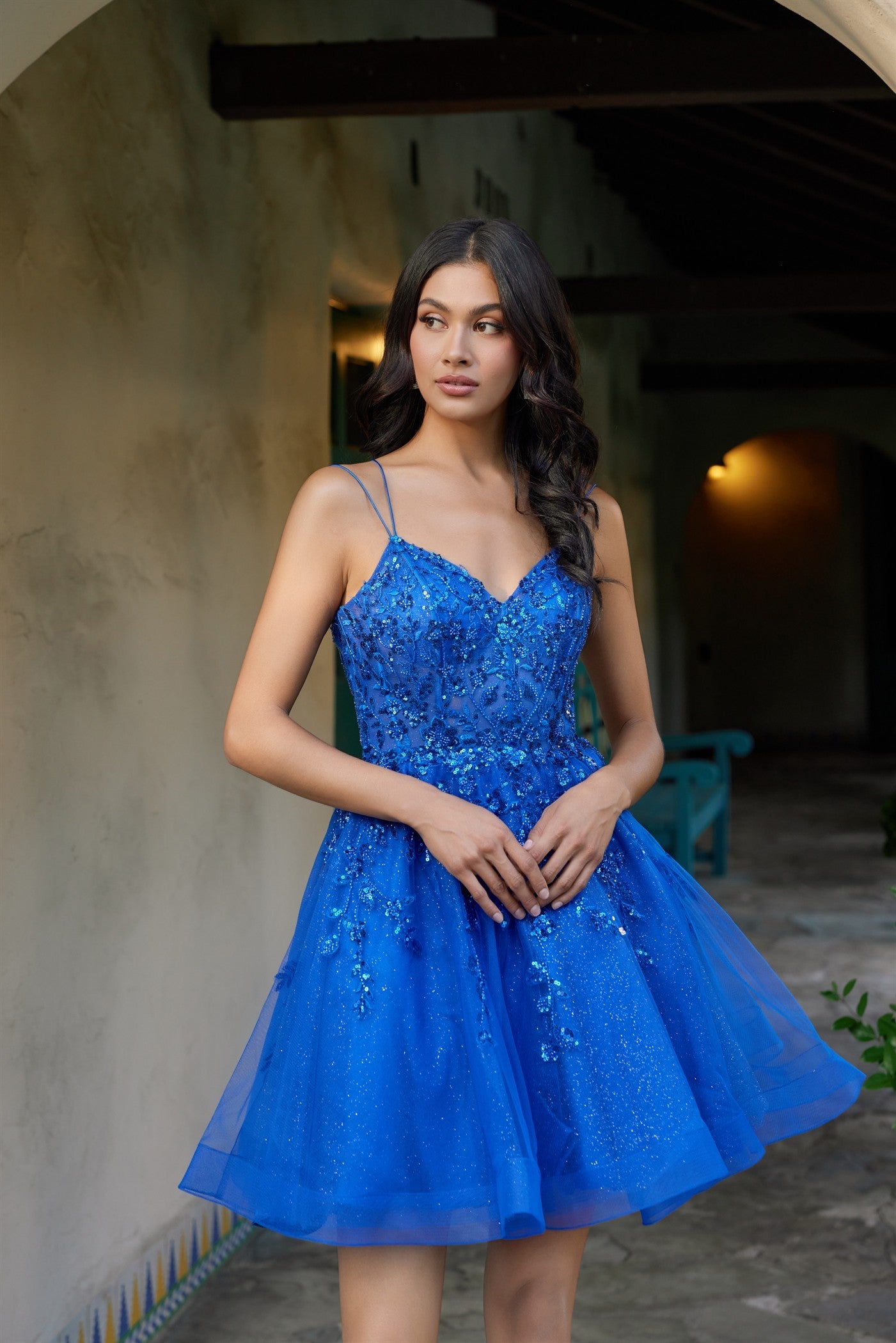 Applique Short Sleeveless A-line Dress by Juliet JT988N - product image 9