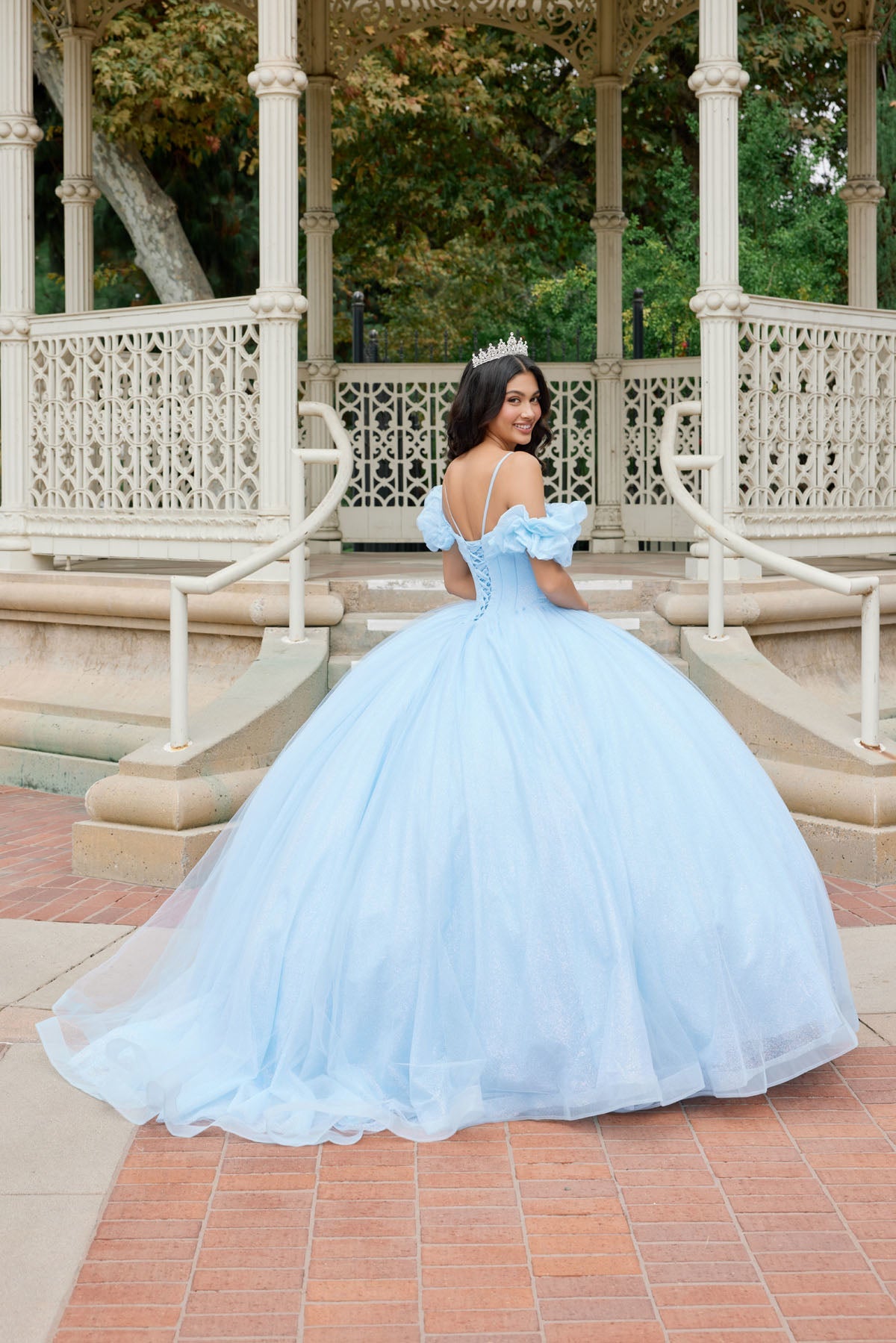 Glitter Tulle Off Shoulder Ball Gown by Juliet JT1487H - product image 11