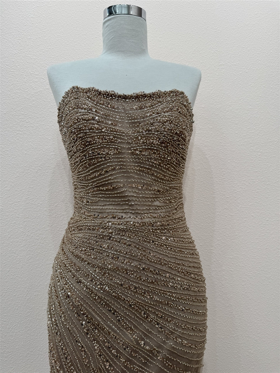 Beaded Short Strapless Slit Dress by Nox Anabel F7136 - product image 9
