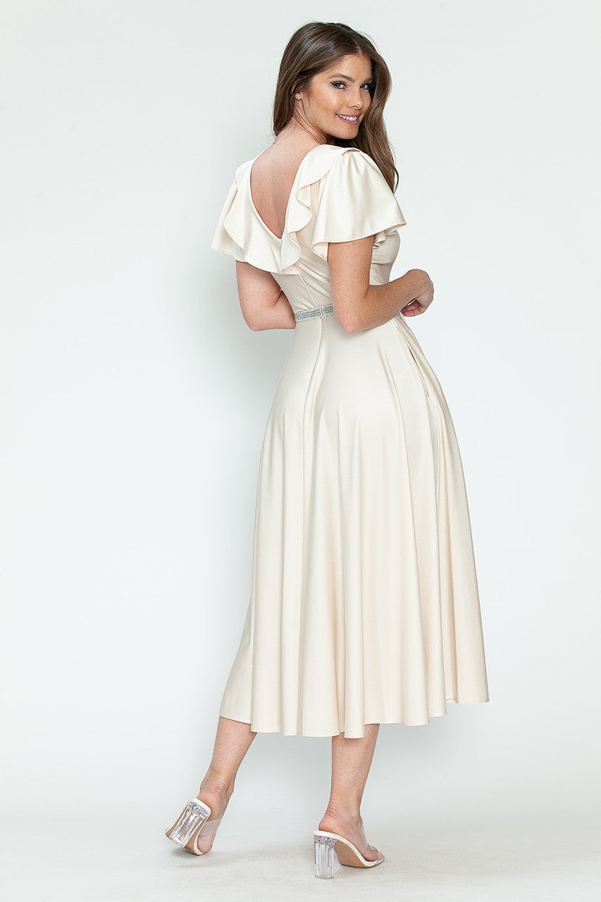 Satin Short Sleeve Tea Length Dress by Lenovia 5295 - product image 20
