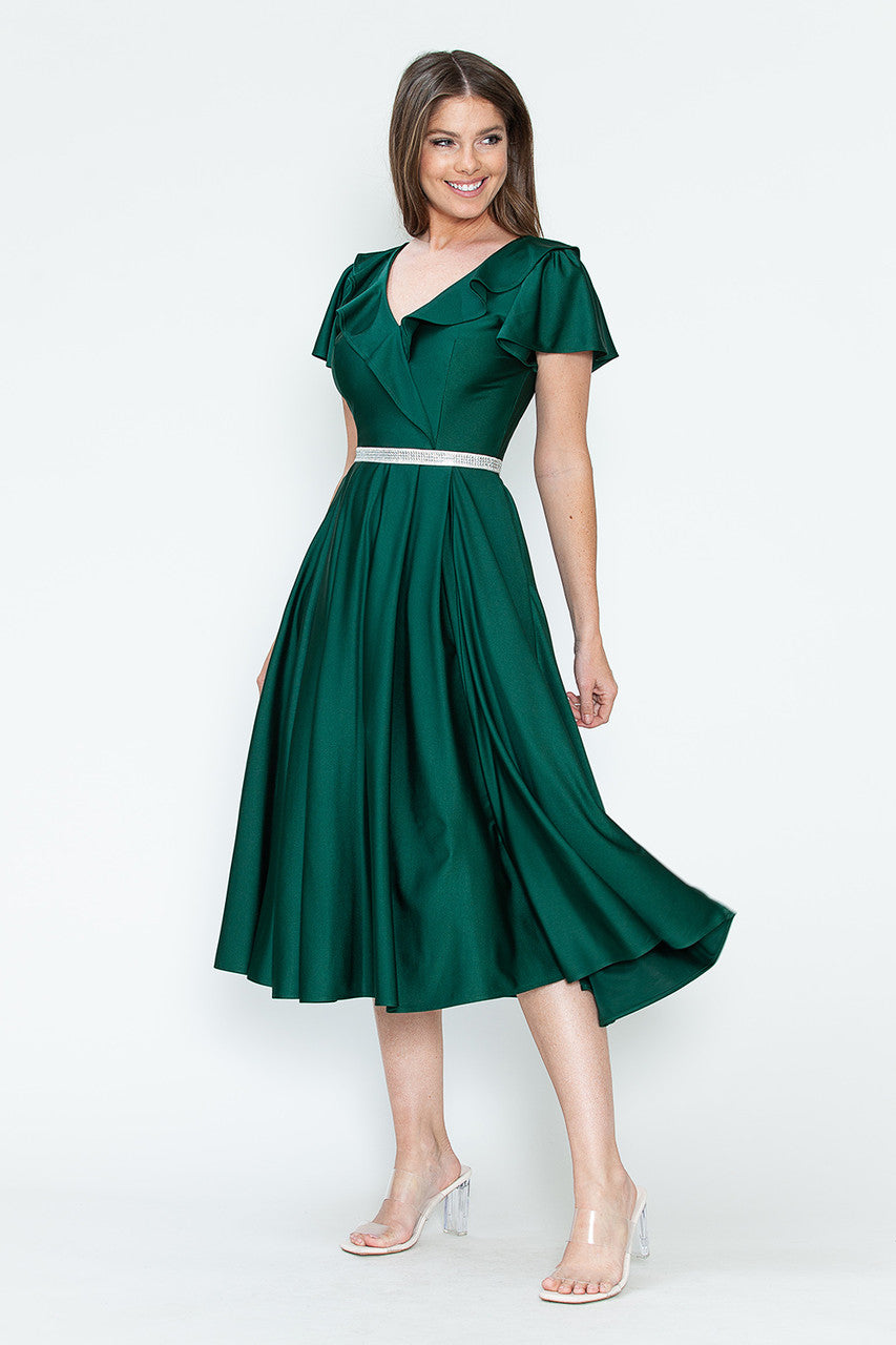 Satin Short Sleeve Tea Length Dress by Lenovia 5295 - product image 18