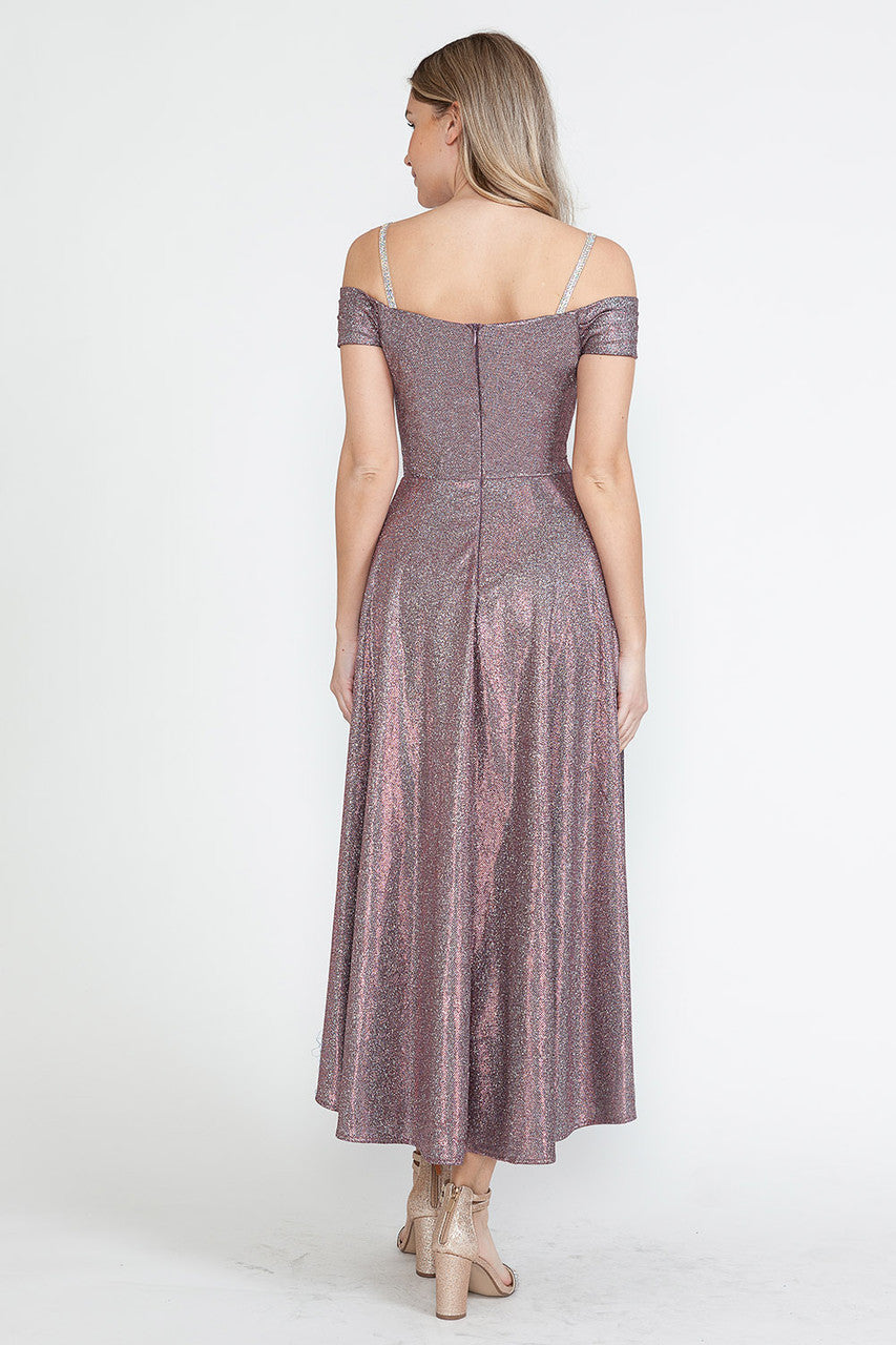 Metallic Cold Shoulder High Low Dress by Lenovia 5290 - product image 2