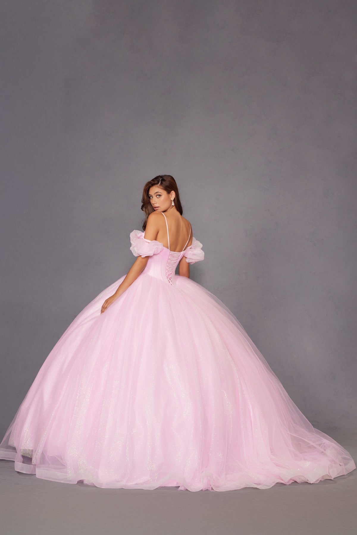 Glitter Tulle Off Shoulder Ball Gown by Juliet JT1487H - product image 9
