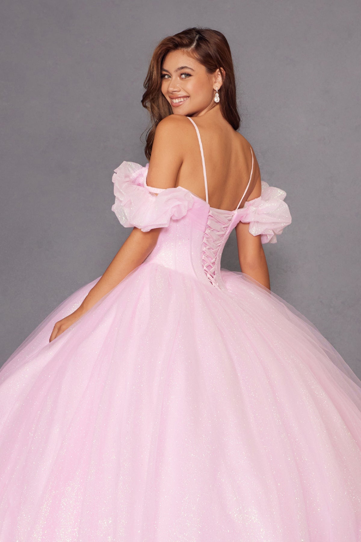 Glitter Tulle Off Shoulder Ball Gown by Juliet JT1487H - product image 4