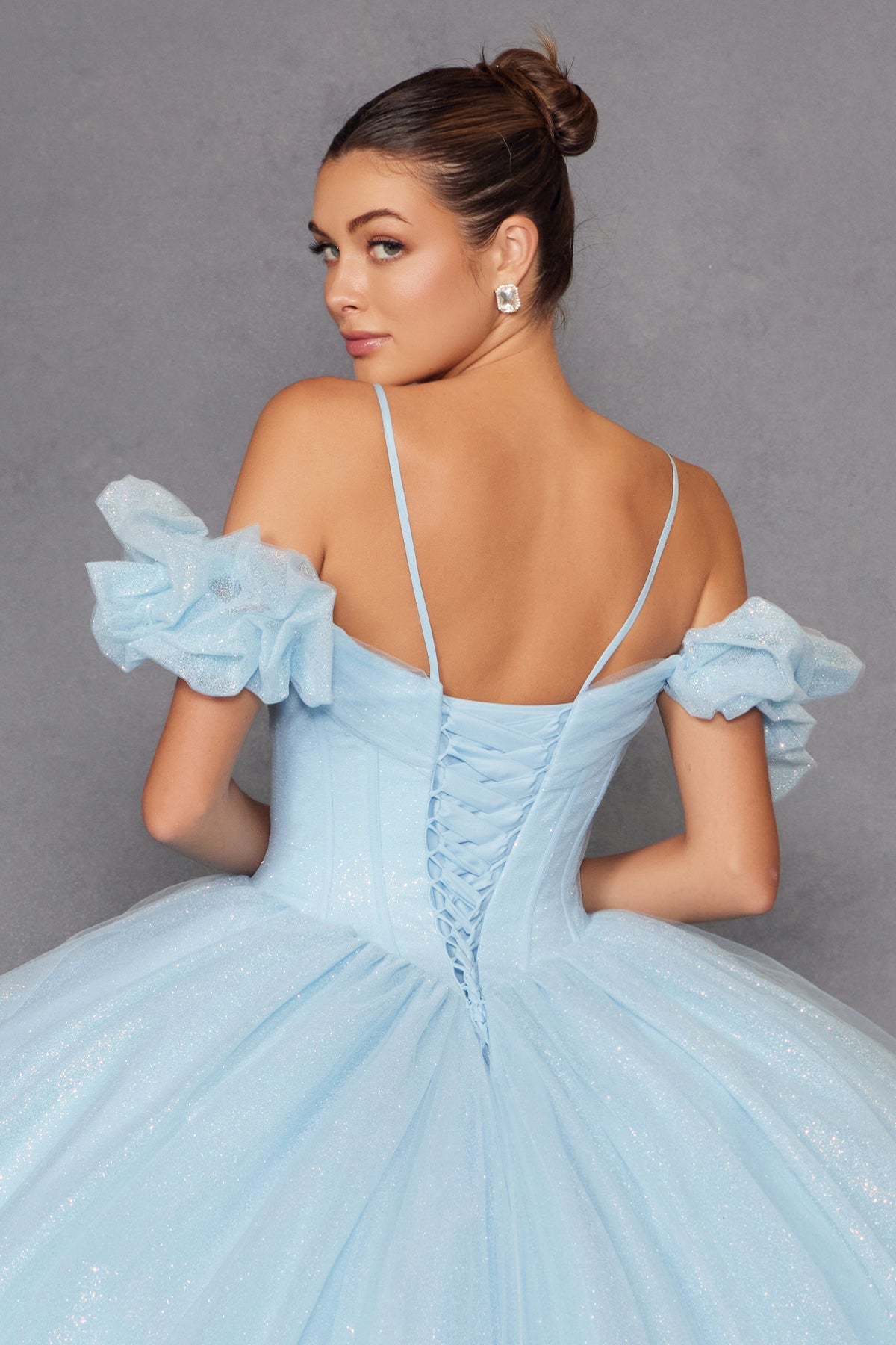 Glitter Tulle Off Shoulder Ball Gown by Juliet JT1487H - product image 14