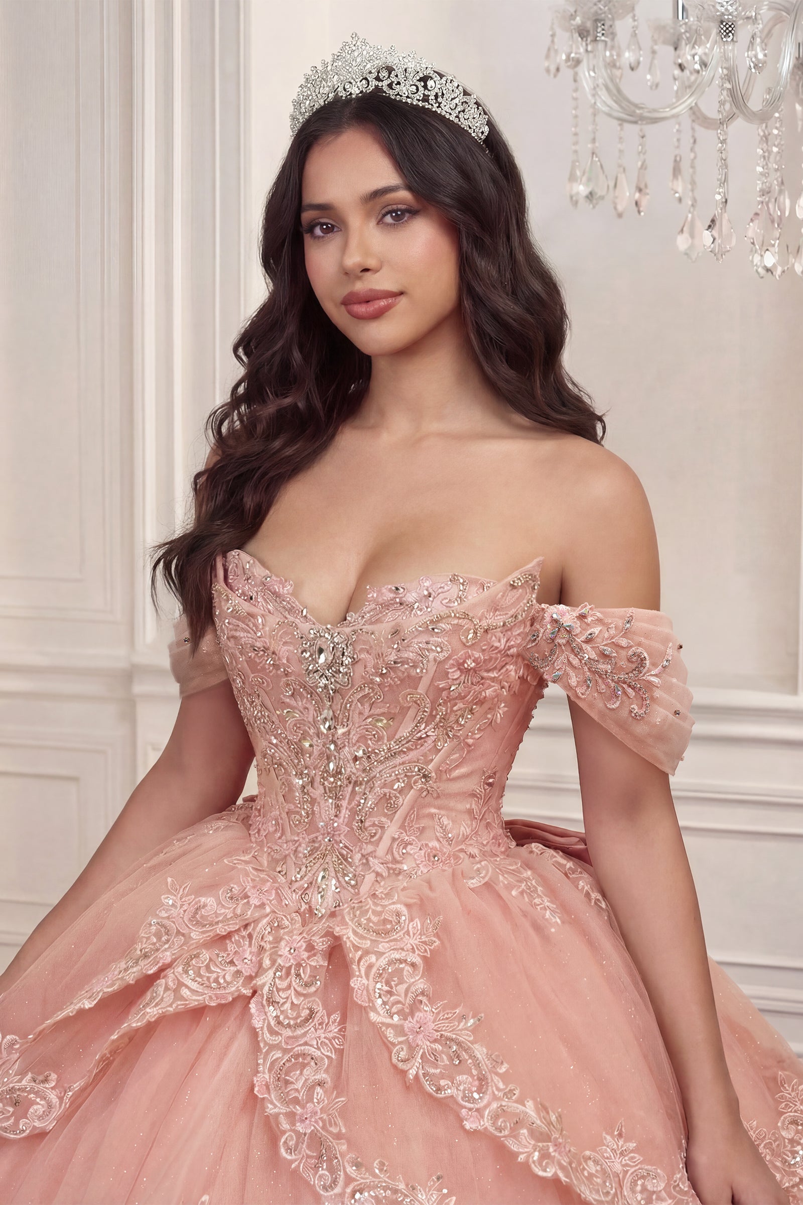Applique Off Shoulder Ball Gown by Ladivine 15729 - product image 3