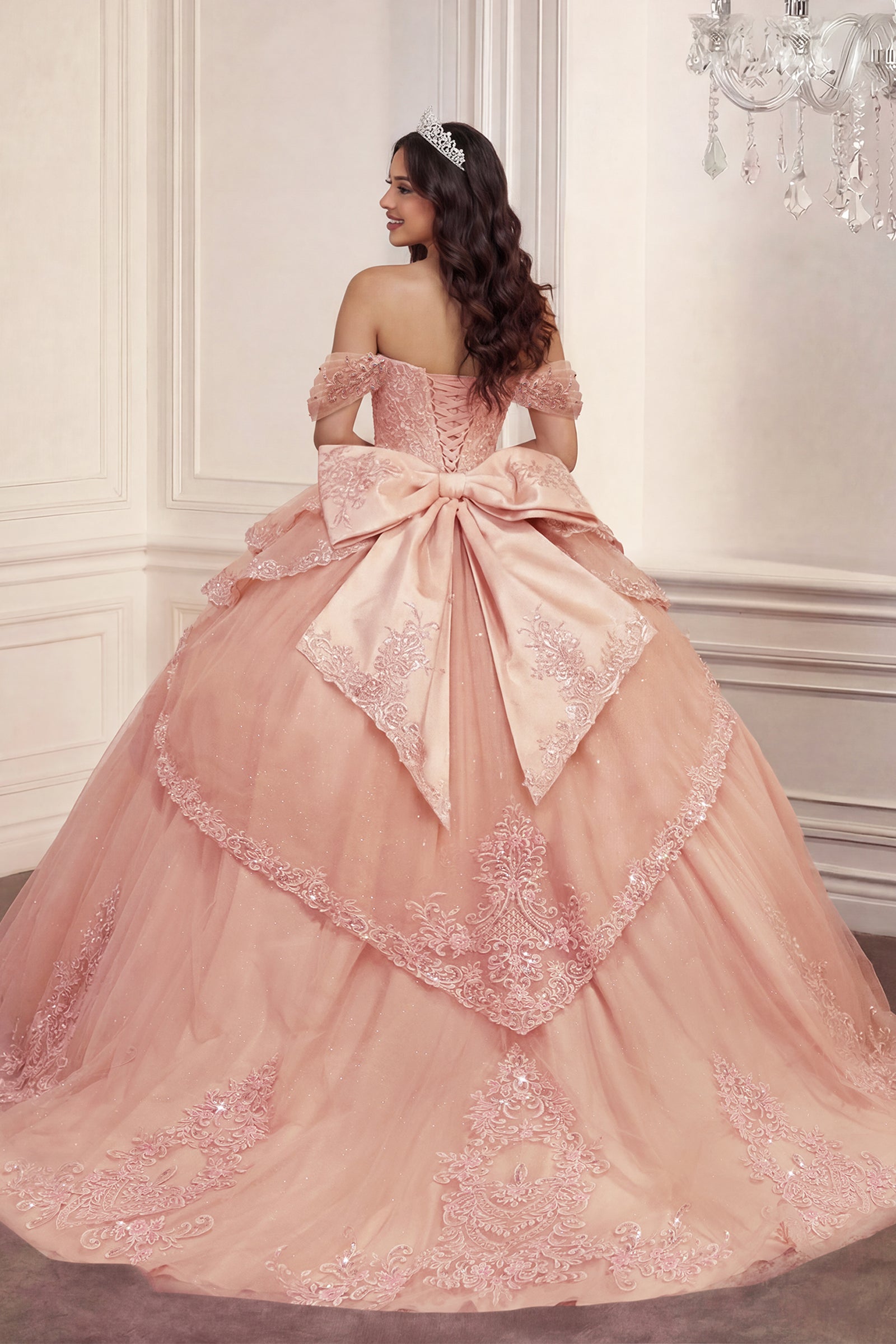 Applique Off Shoulder Ball Gown by Ladivine 15729 - product image 2