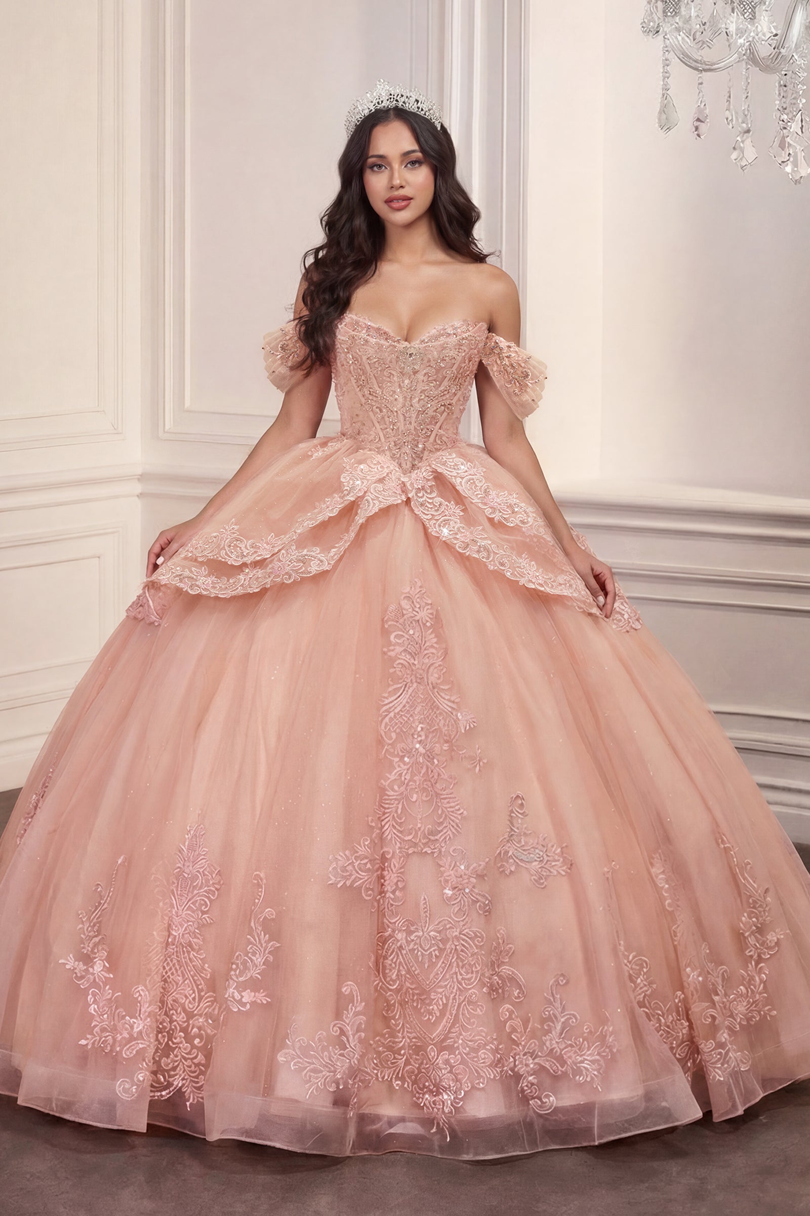 Applique Off Shoulder Ball Gown by Ladivine 15729 - product image 1