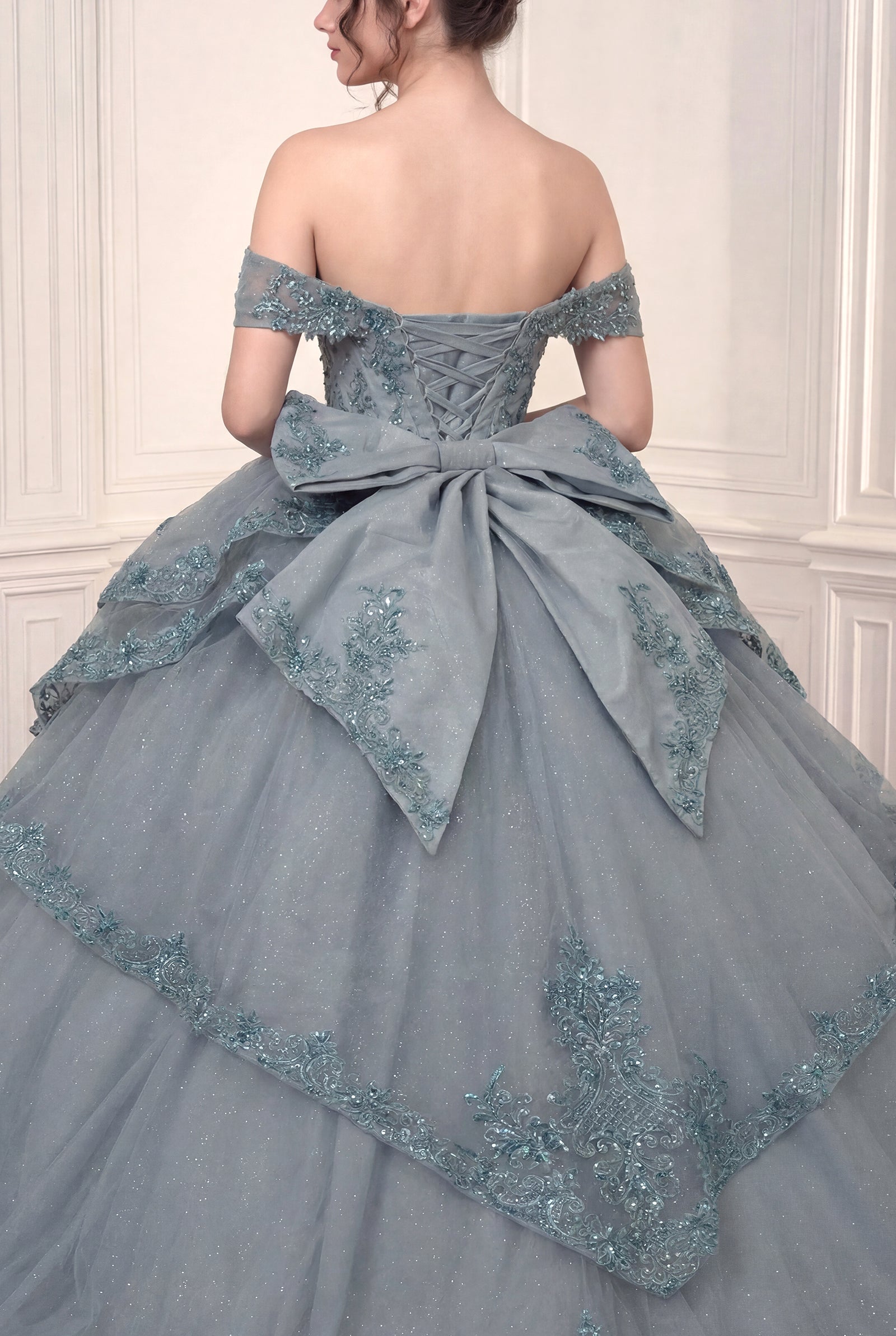 Applique Off Shoulder Ball Gown by Ladivine 15729 - product image 4