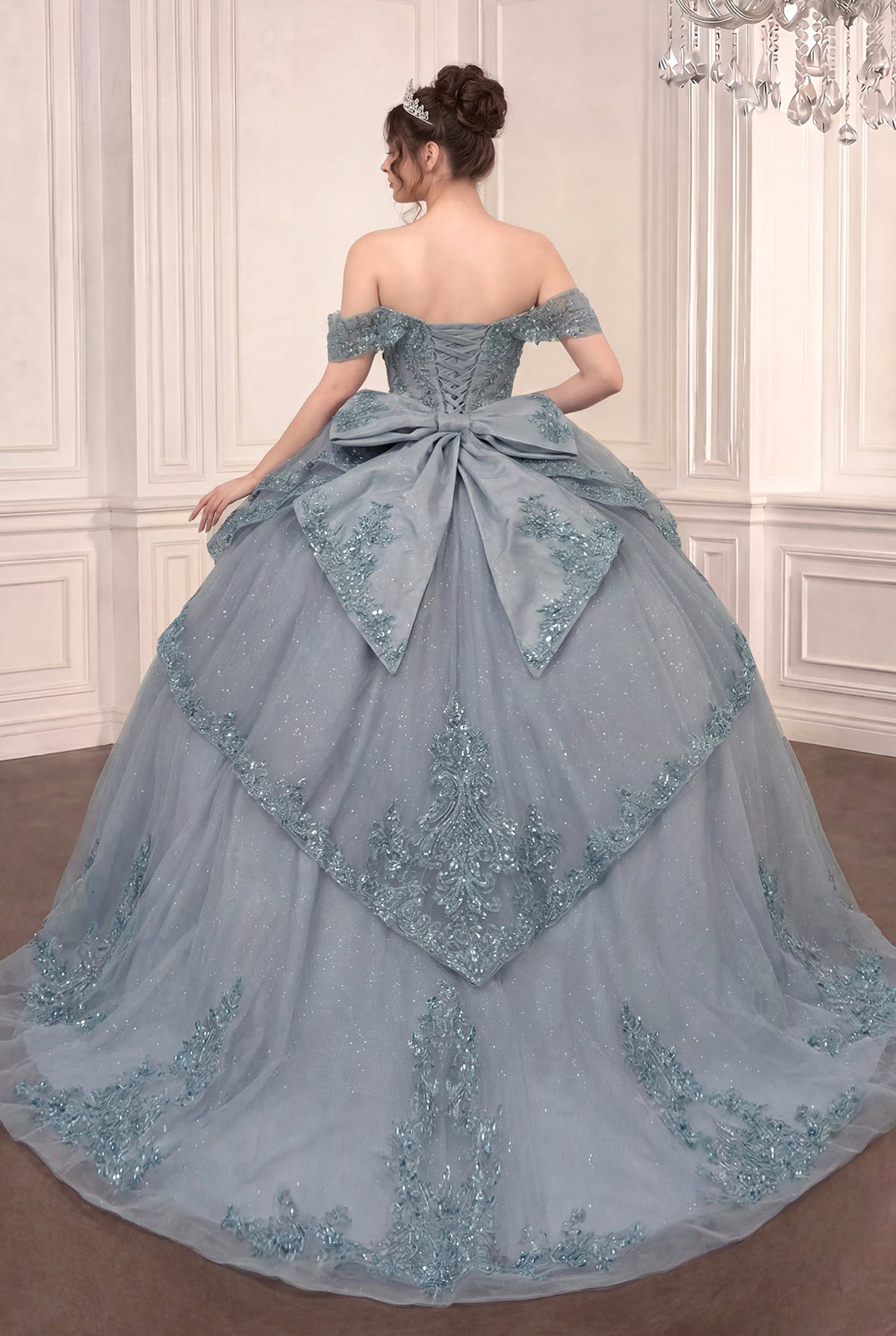Applique Off Shoulder Ball Gown by Ladivine 15729 - product image 6