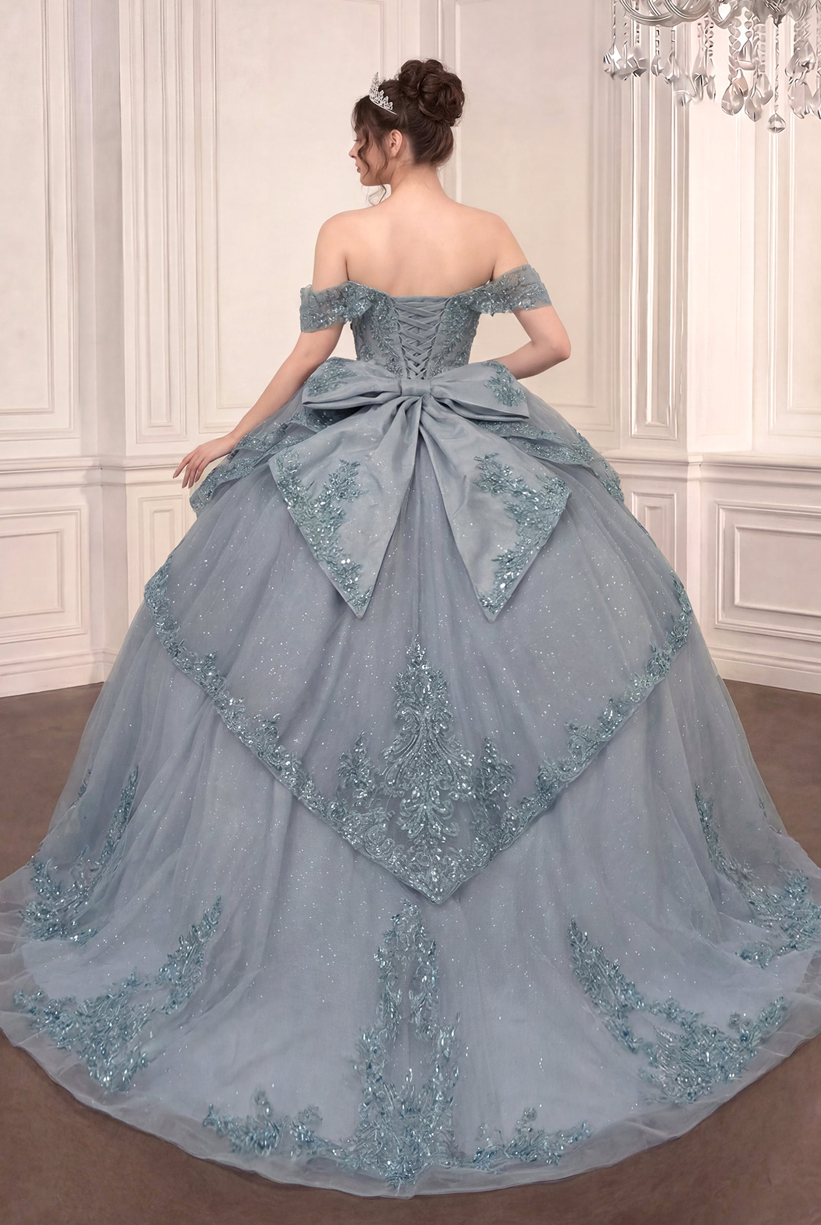 Applique Off Shoulder Ball Gown by Ladivine 15729 - product image 6