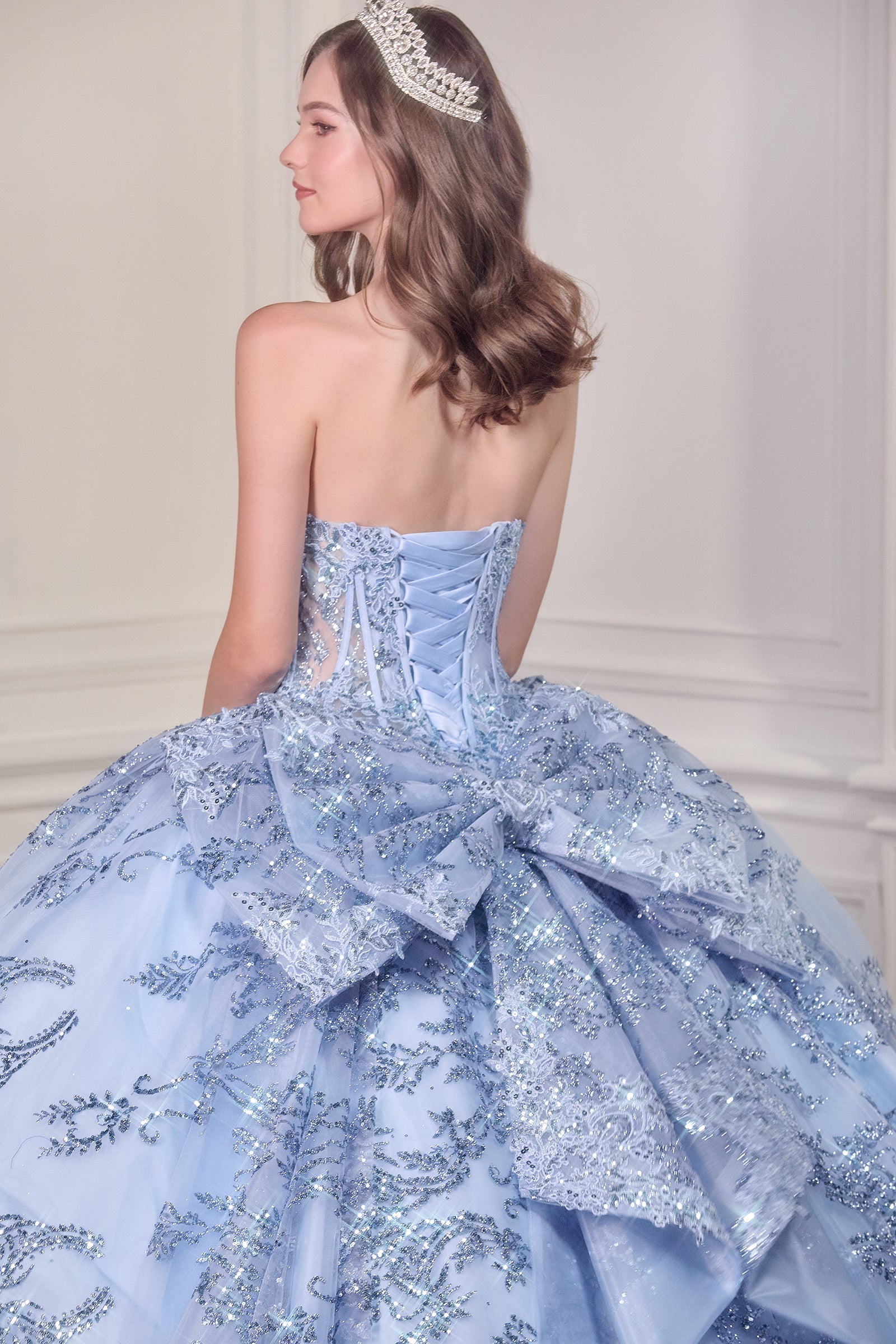 Applique Strapless Bow Ball Gown by Ladivine 15732 - product image 4