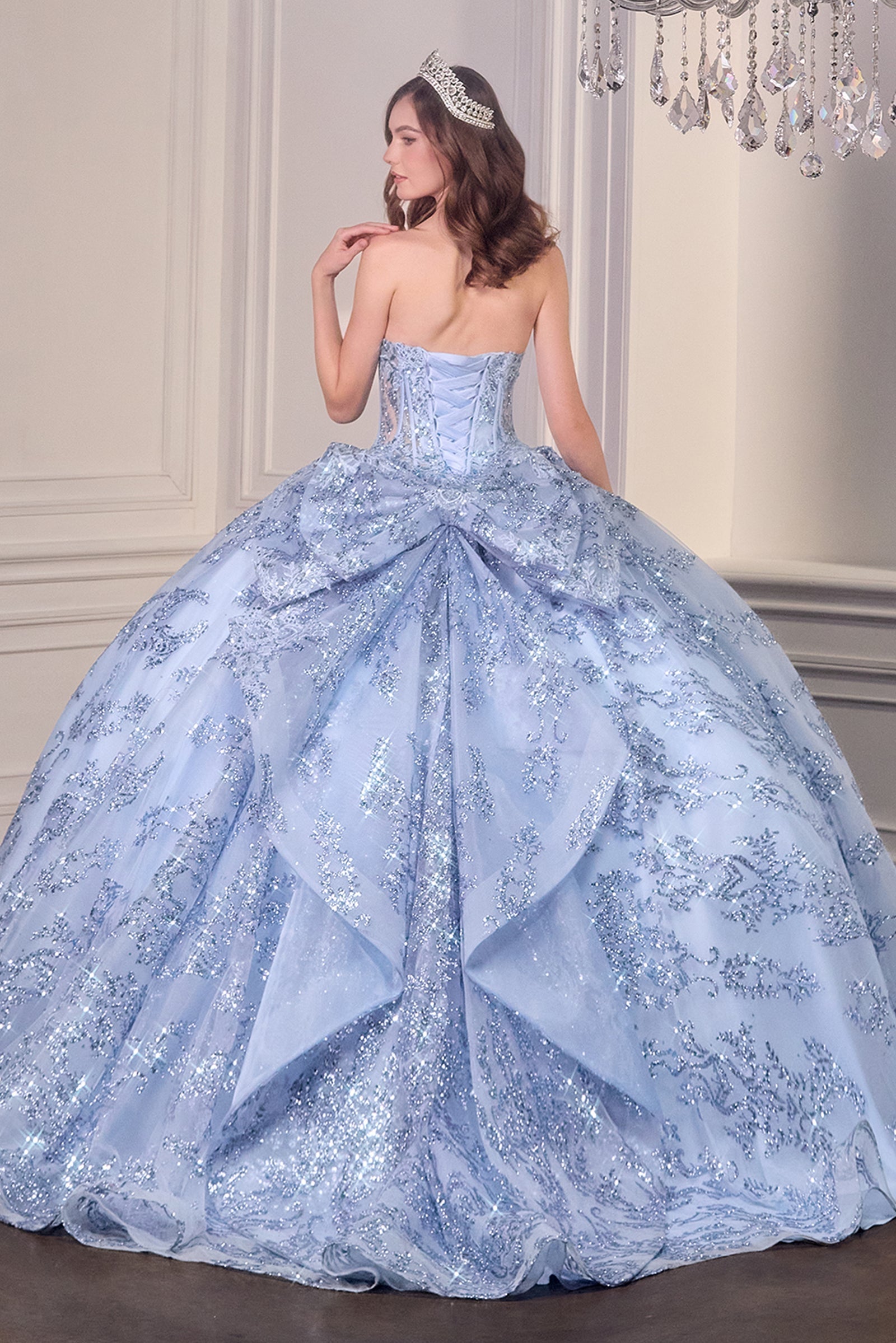 Applique Strapless Bow Ball Gown by Ladivine 15732 - product image 2