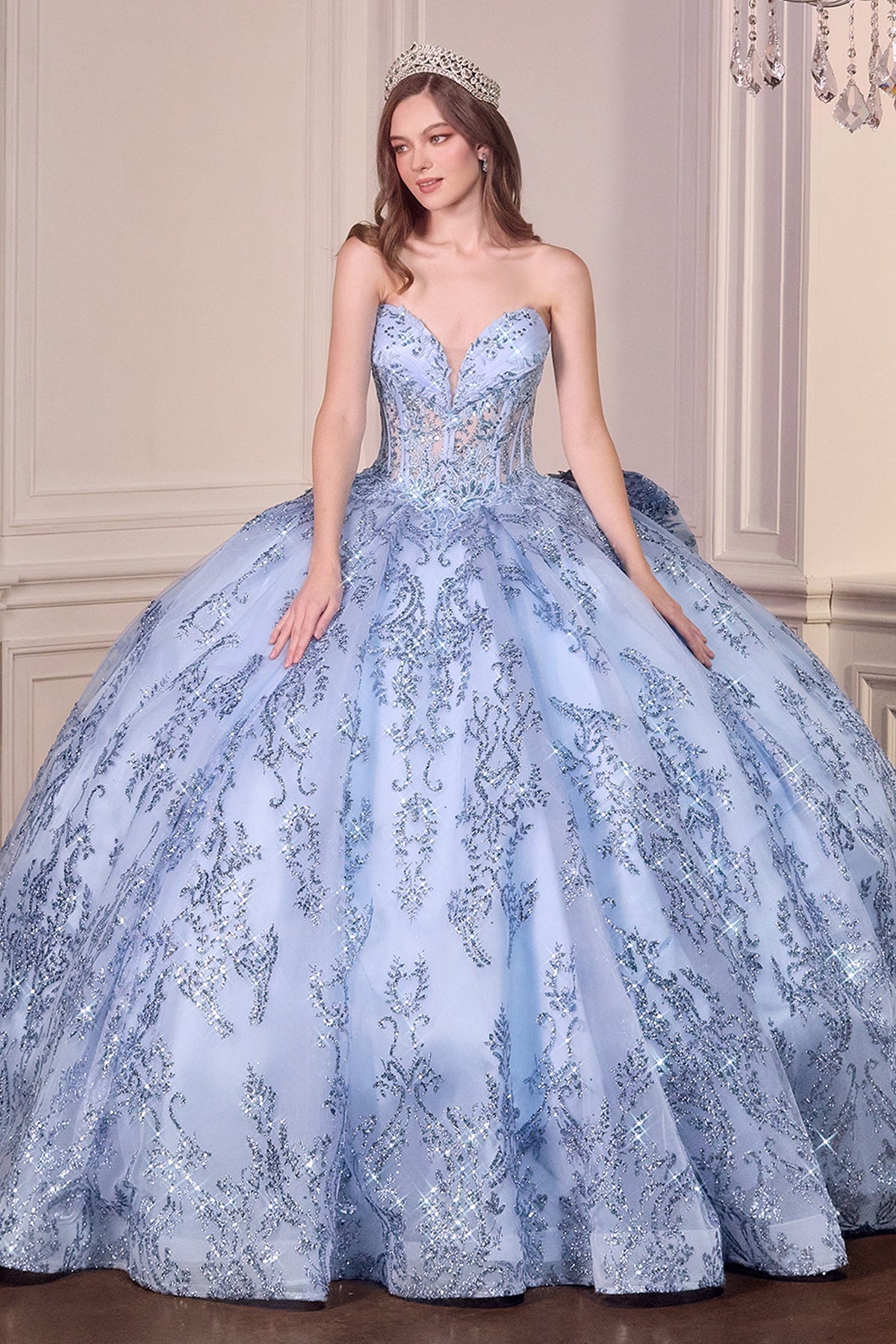Applique Strapless Bow Ball Gown by Ladivine 15732 - product image 1