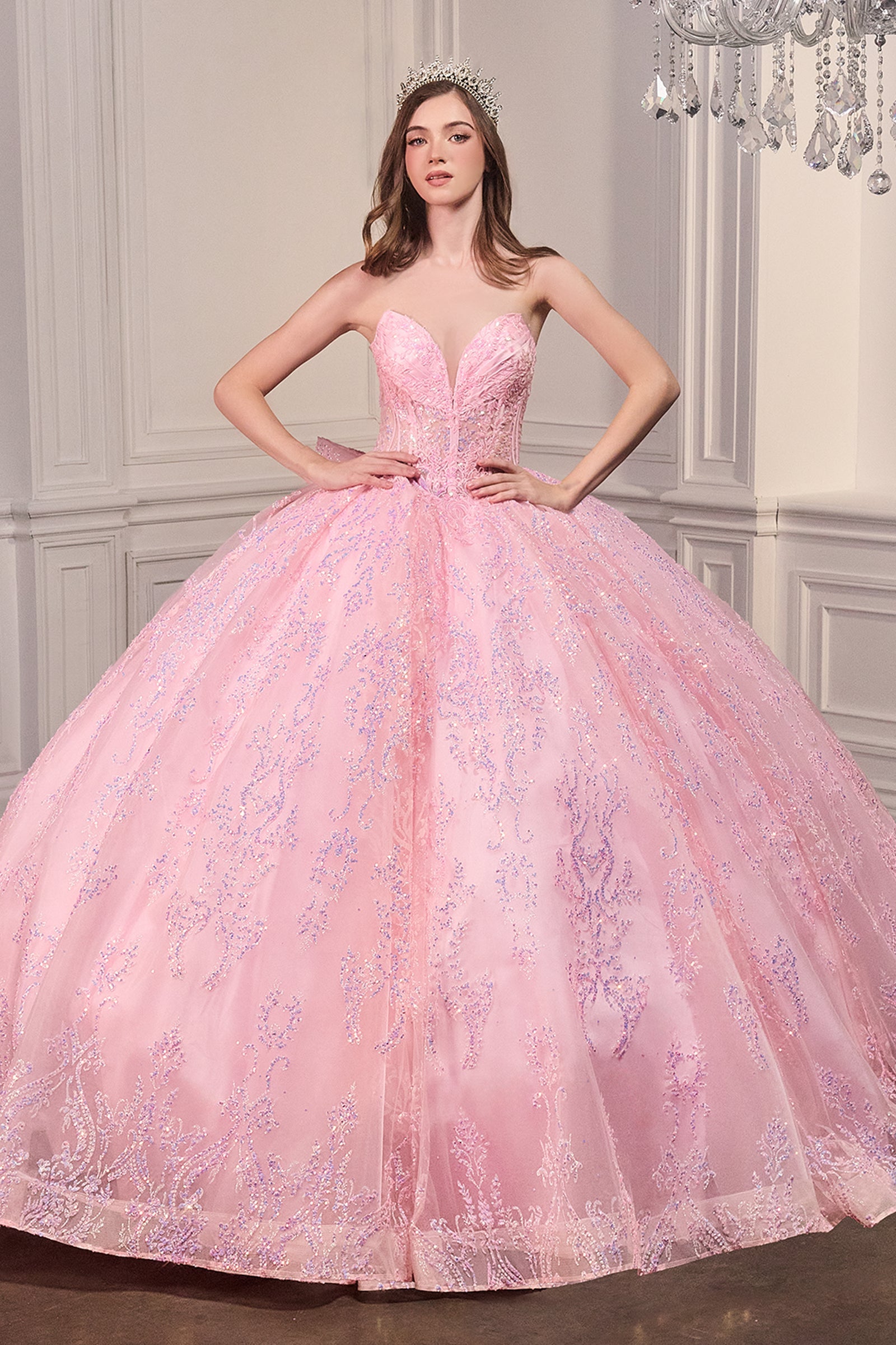 Applique Strapless Bow Ball Gown by Ladivine 15732 - product image 6