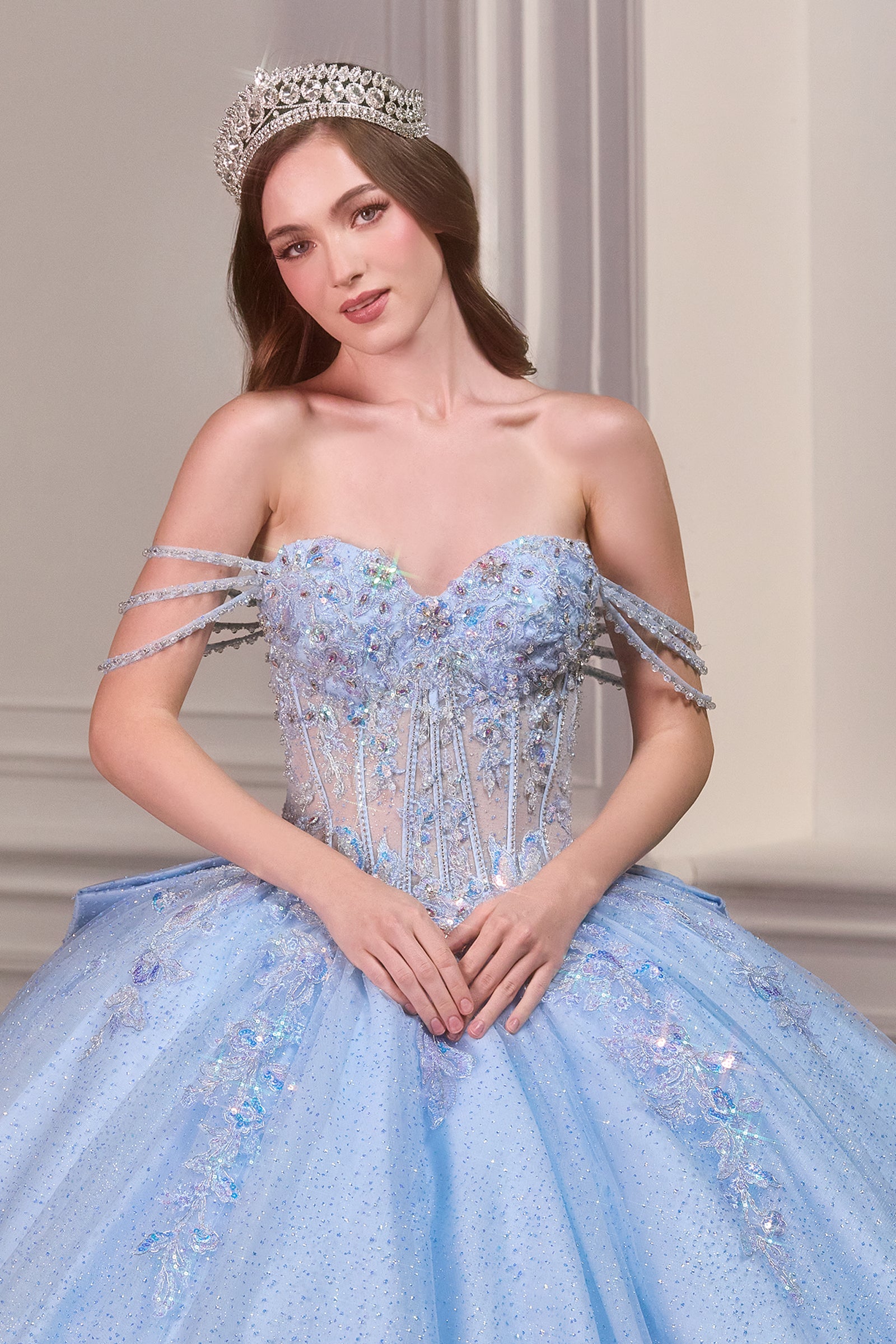 Off Shoulder Corset Ball Gown by Ladivine 15735 - product image 3