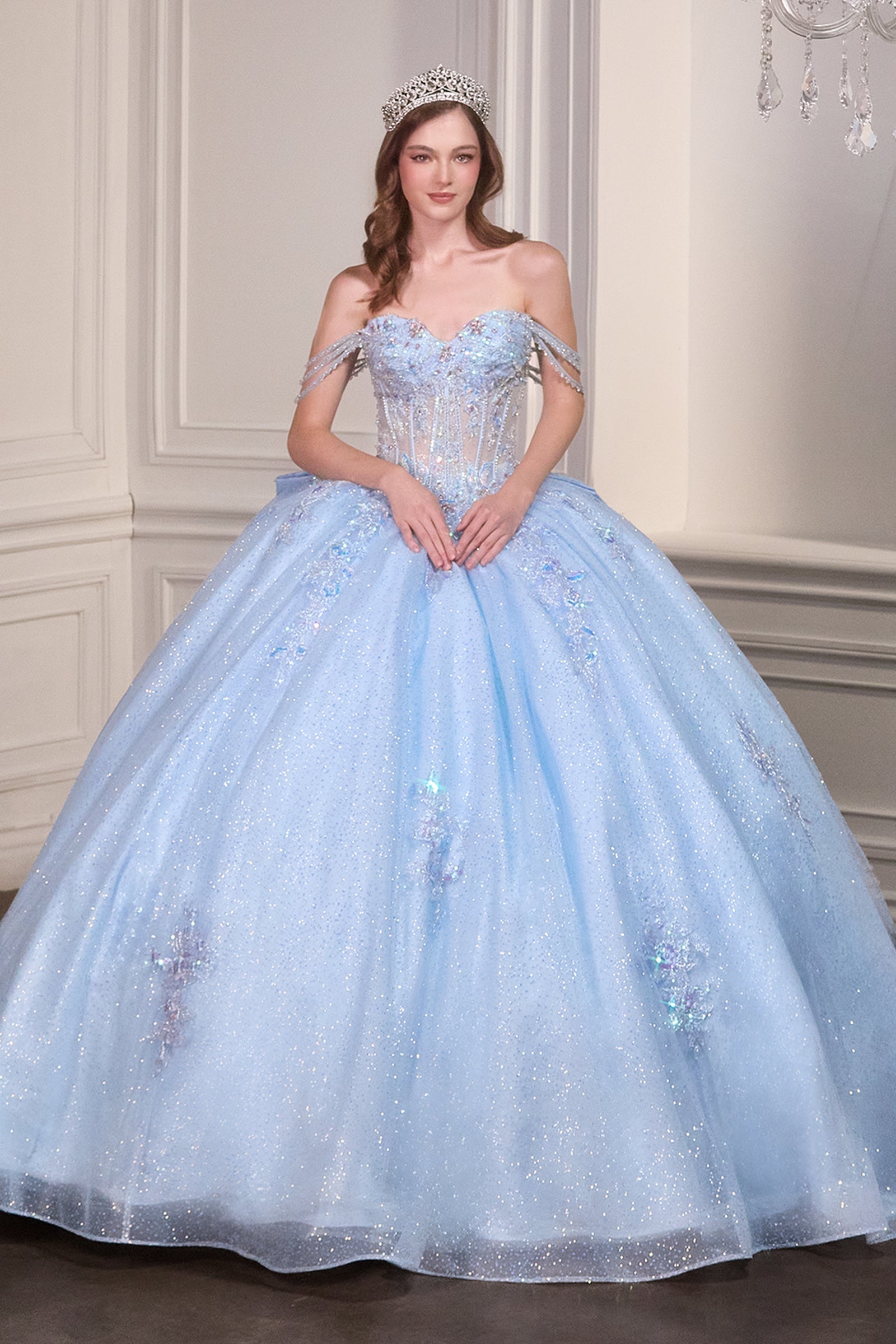 Off Shoulder Corset Ball Gown by Ladivine 15735 - product image 1
