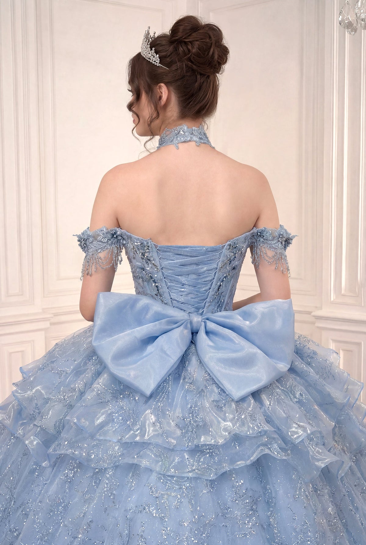 Off Shoulder Ball Gown with Mini Skirt by Ladivine 15742 - product image 4