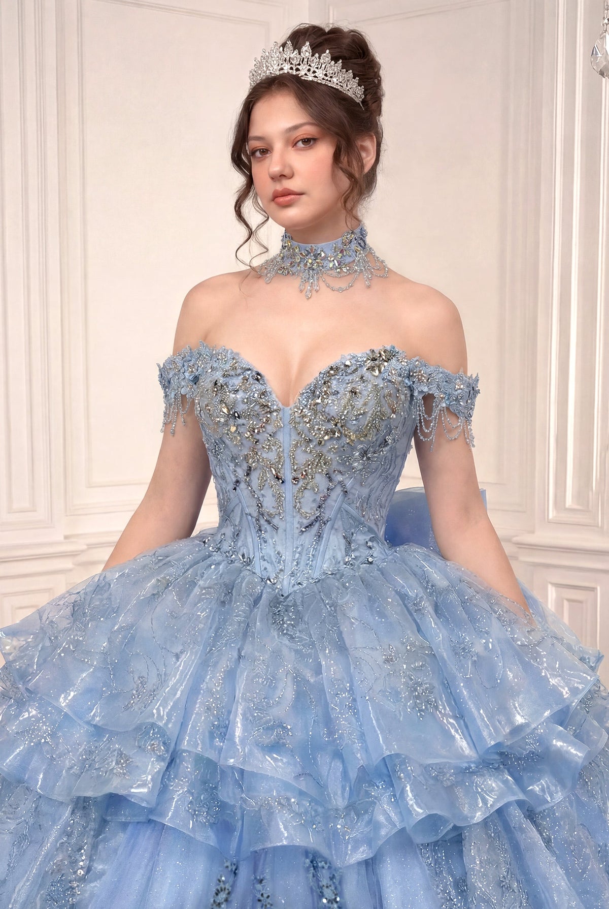 Off Shoulder Ball Gown with Mini Skirt by Ladivine 15742 - product image 8