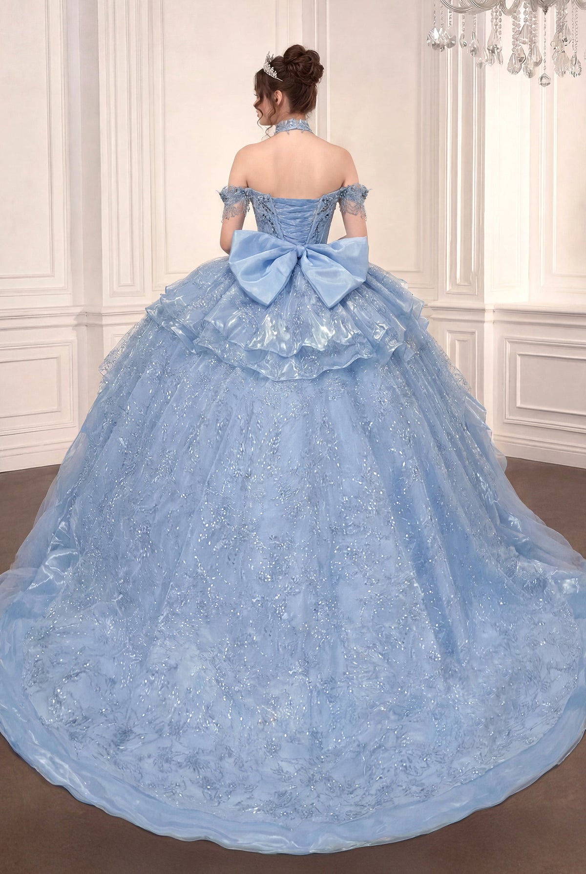 Off Shoulder Ball Gown with Mini Skirt by Ladivine 15742 - product image 7