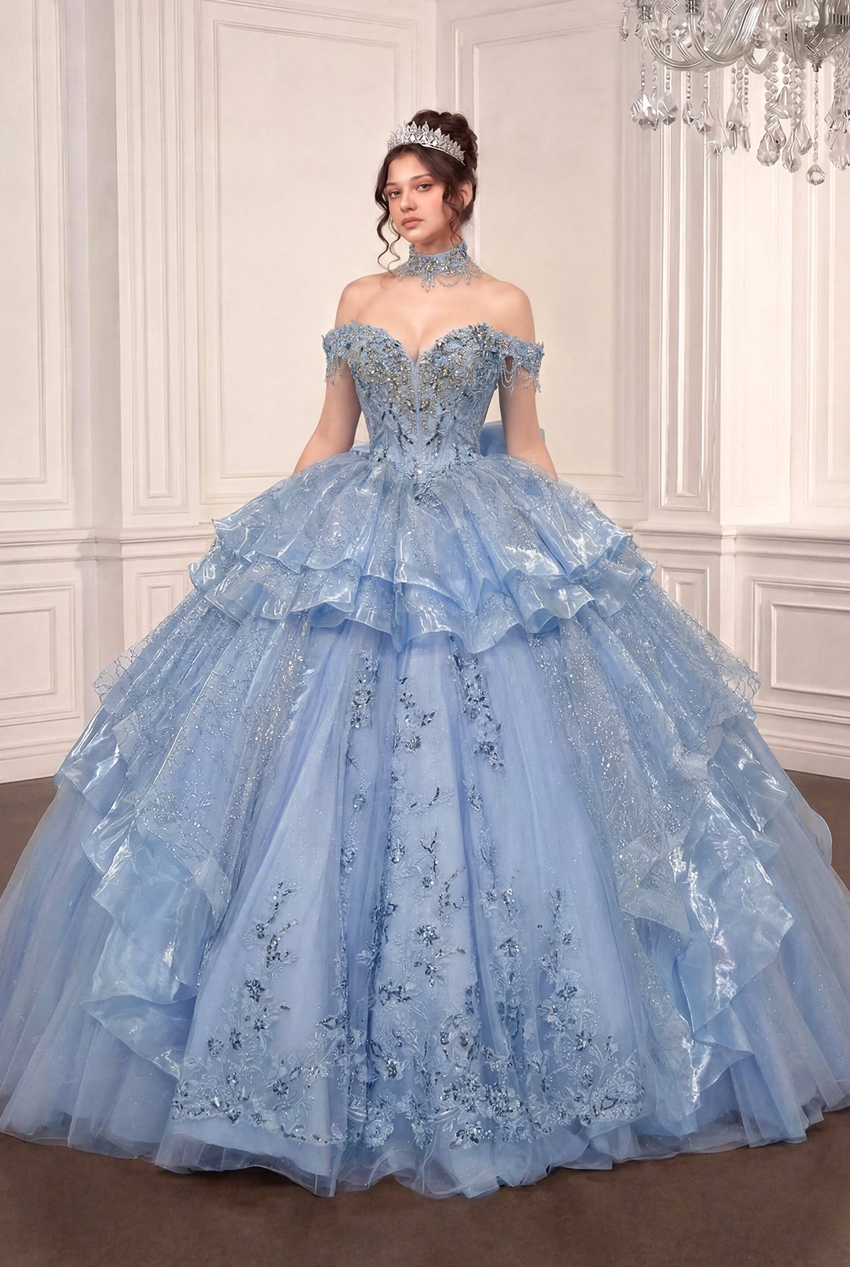 Off Shoulder Ball Gown with Mini Skirt by Ladivine 15742 - product image 6
