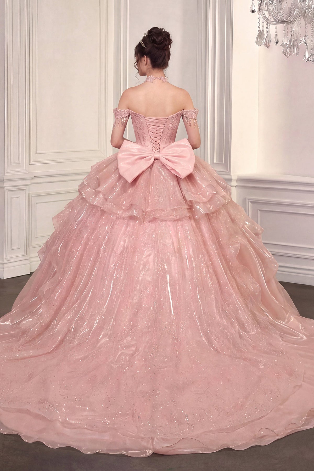 Off Shoulder Ball Gown with Mini Skirt by Ladivine 15742 - product image 2