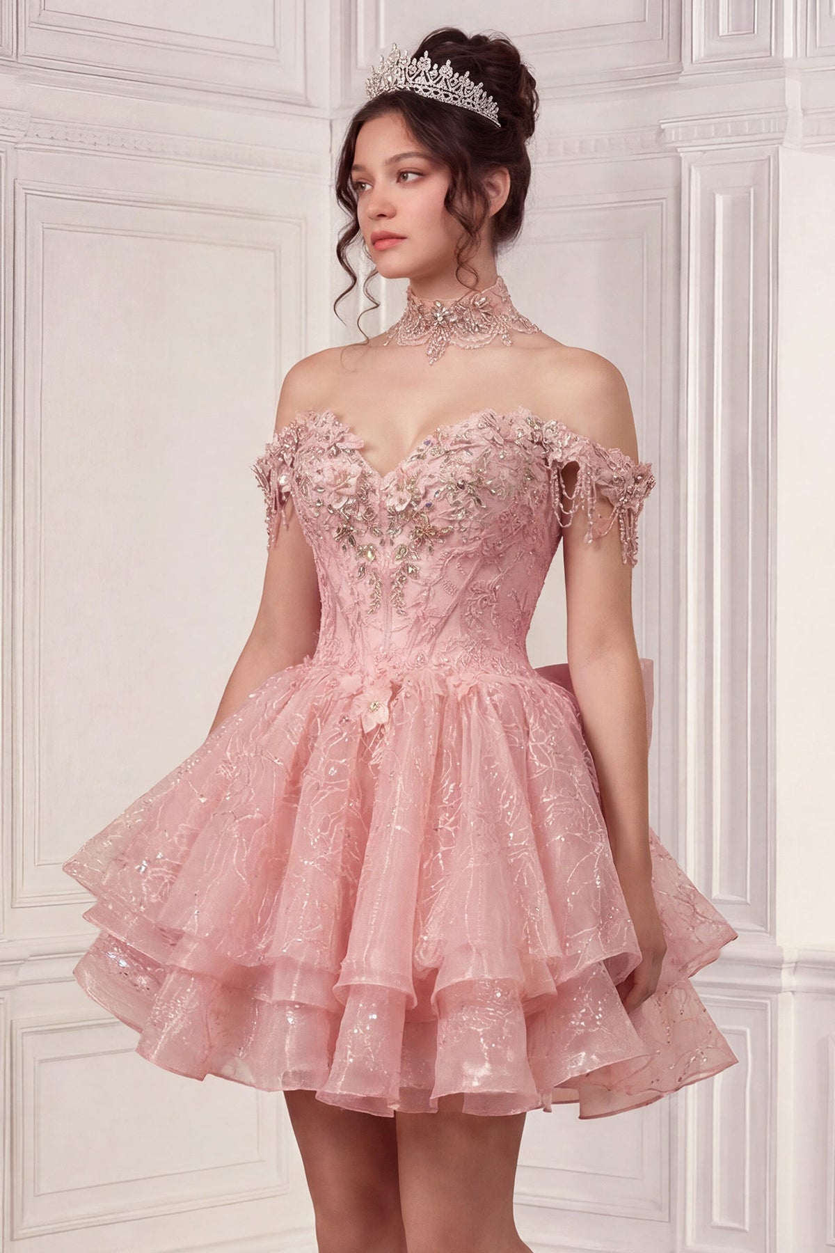 Off Shoulder Ball Gown with Mini Skirt by Ladivine 15742 - product image 5
