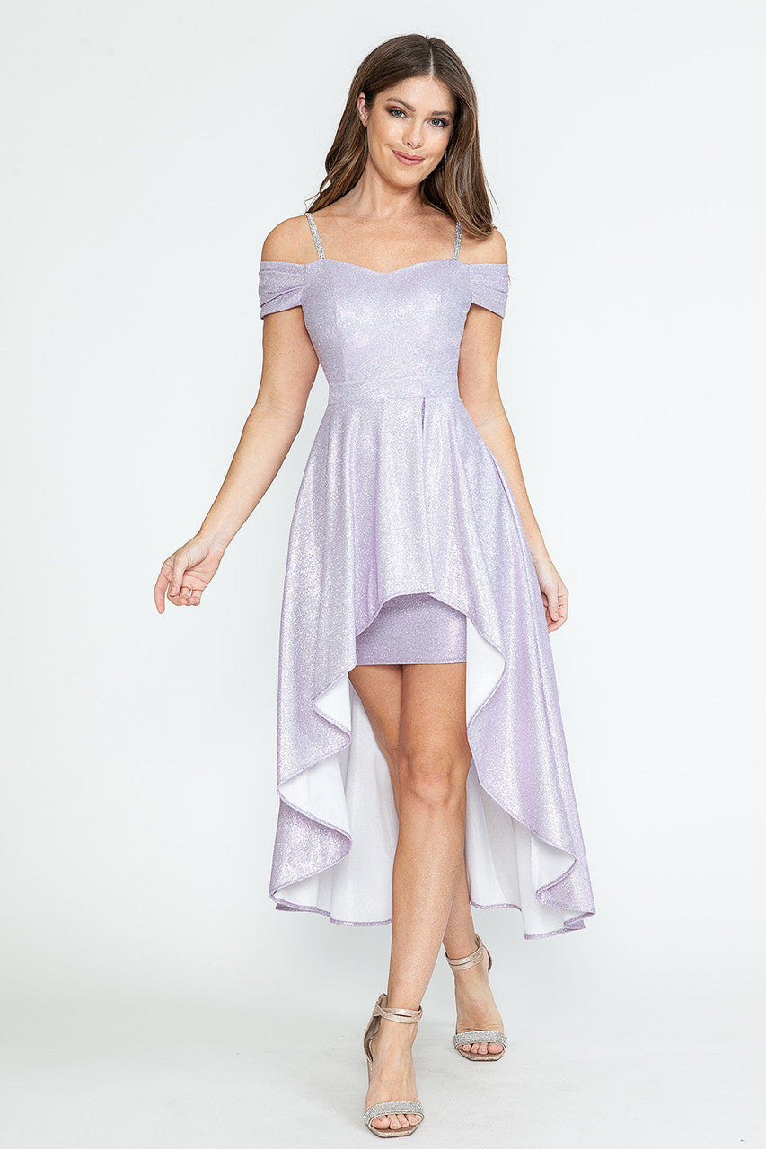 Metallic Cold Shoulder High Low Dress by Lenovia 5290 - product image 10