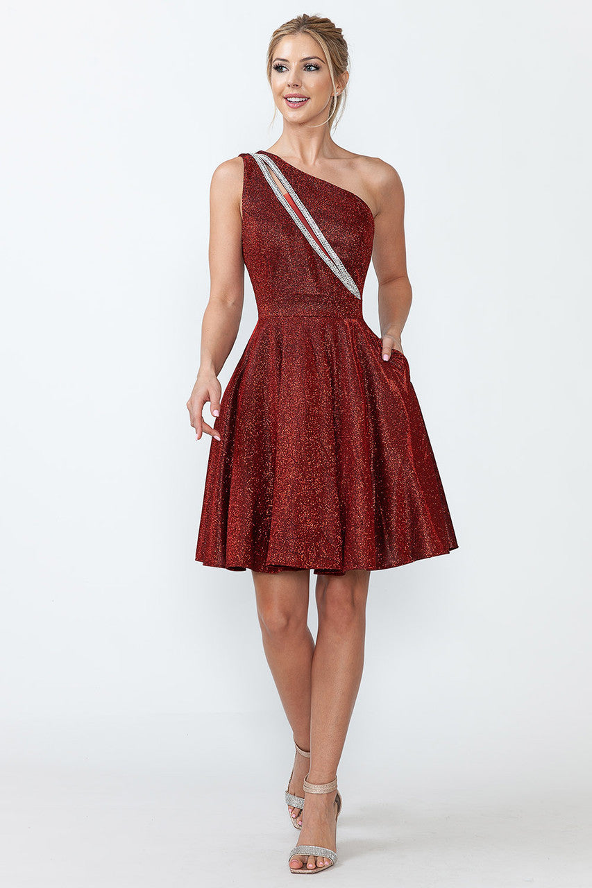 Metallic Short One Shoulder Dress by Lenovia 5272 - product image 4