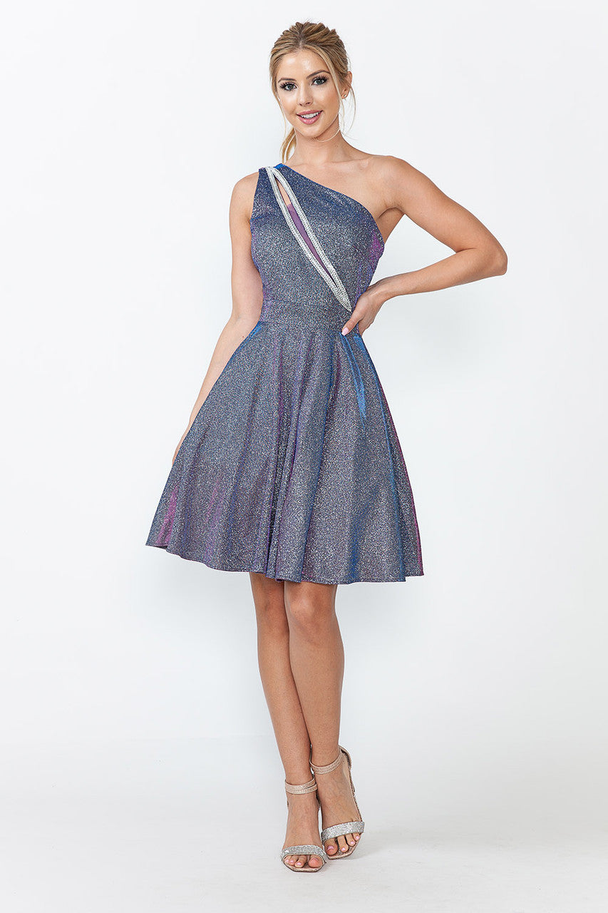 Metallic Short One Shoulder Dress by Lenovia 5272 - product image 5