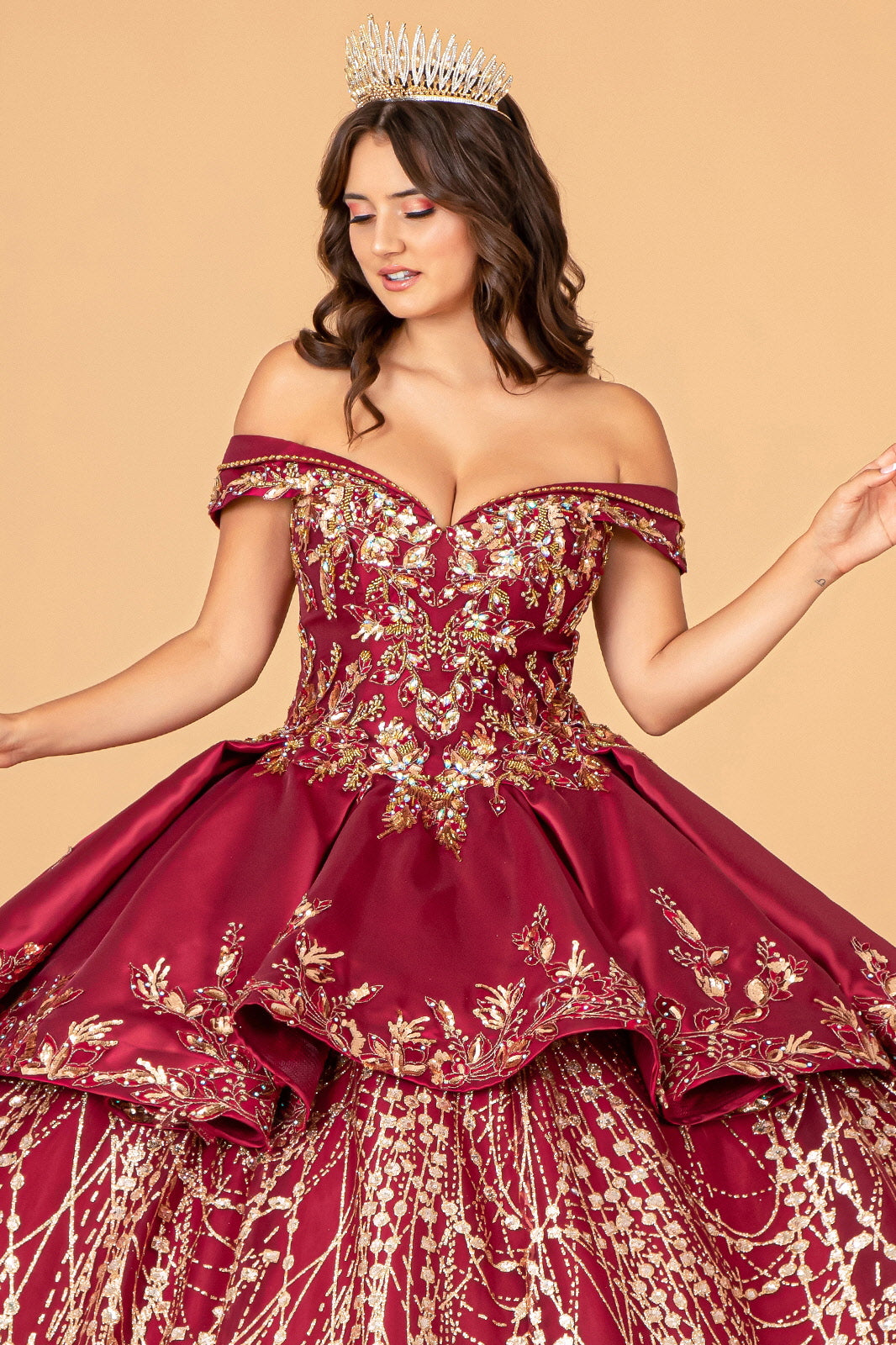 2 Piece Off Shoulder Satin Ball Gown by Elizabeth K GL3098 - product image 11