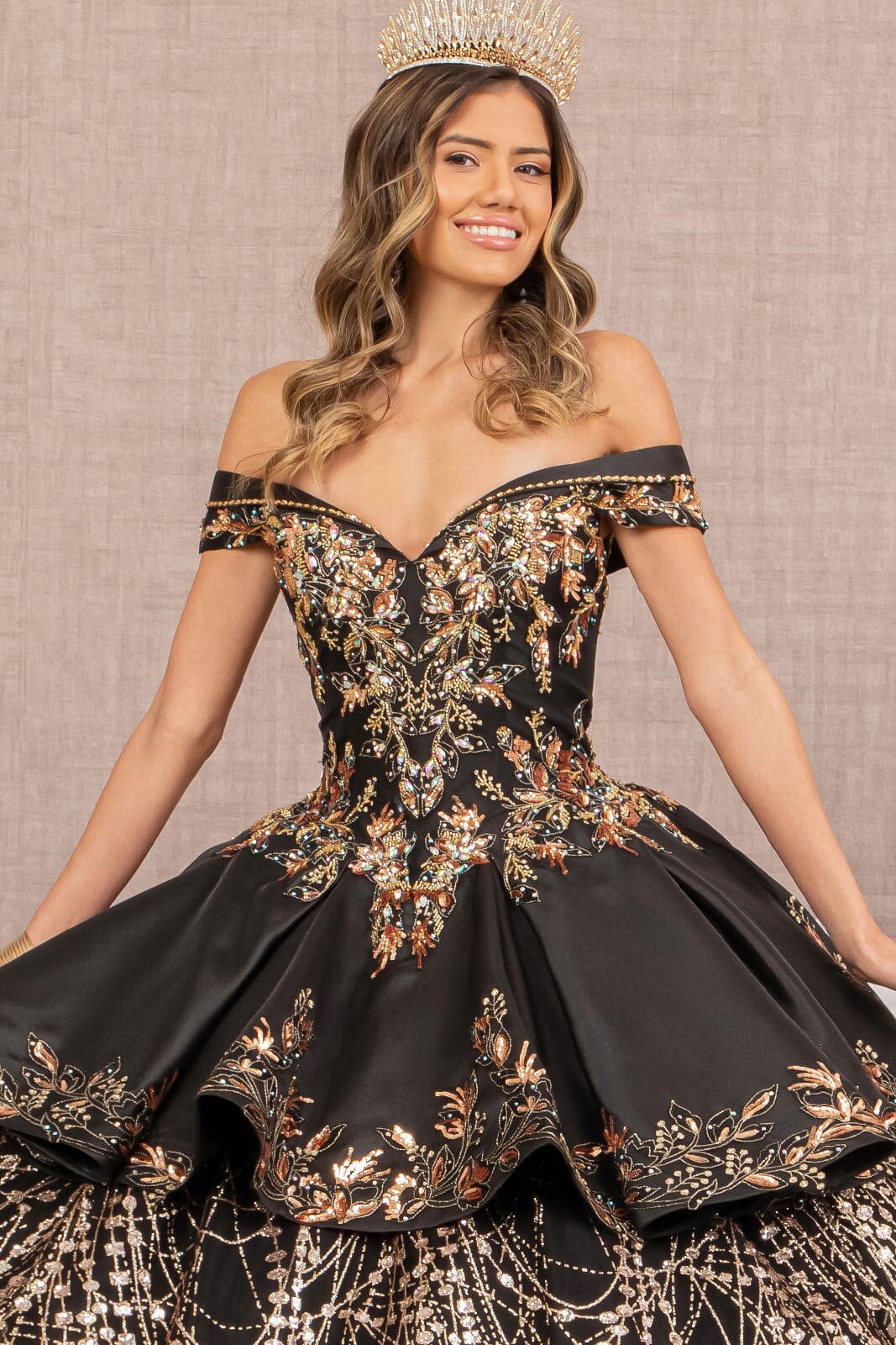 2 Piece Off Shoulder Satin Ball Gown by Elizabeth K GL3098 - product image 5