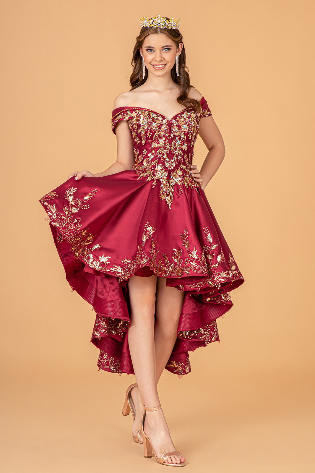 2 Piece Off Shoulder Satin Ball Gown by Elizabeth K GL3098 - product image 8