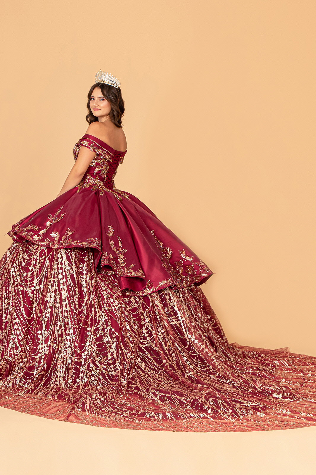 2 Piece Off Shoulder Satin Ball Gown by Elizabeth K GL3098 - product image 9