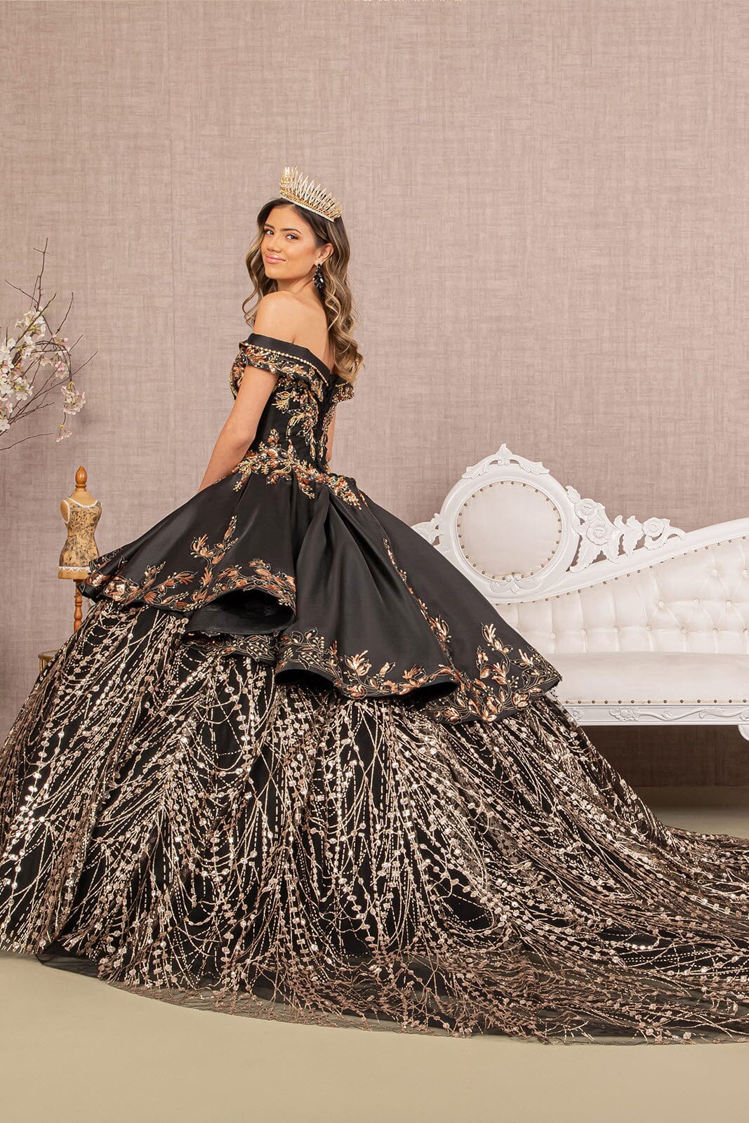 2 Piece Off Shoulder Satin Ball Gown by Elizabeth K GL3098 - product image 3
