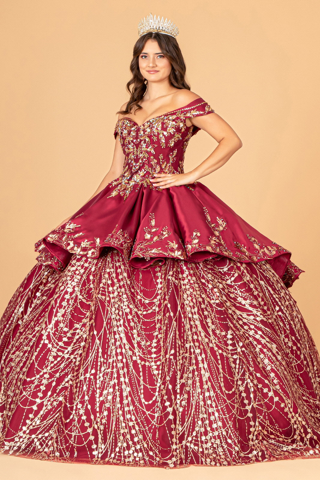 2 Piece Off Shoulder Satin Ball Gown by Elizabeth K GL3098 - product image 10