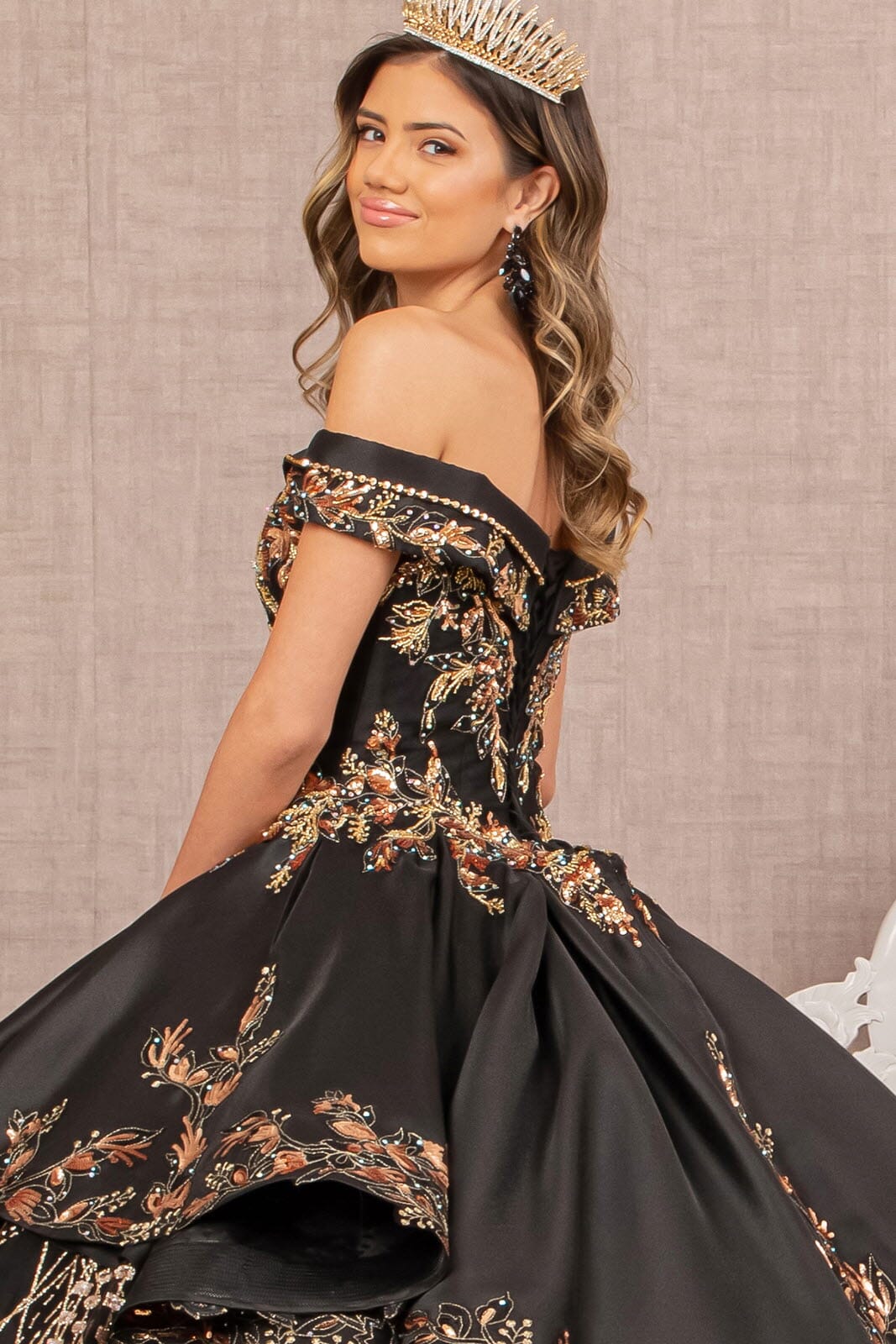 2 Piece Off Shoulder Satin Ball Gown by Elizabeth K GL3098 - product image 6