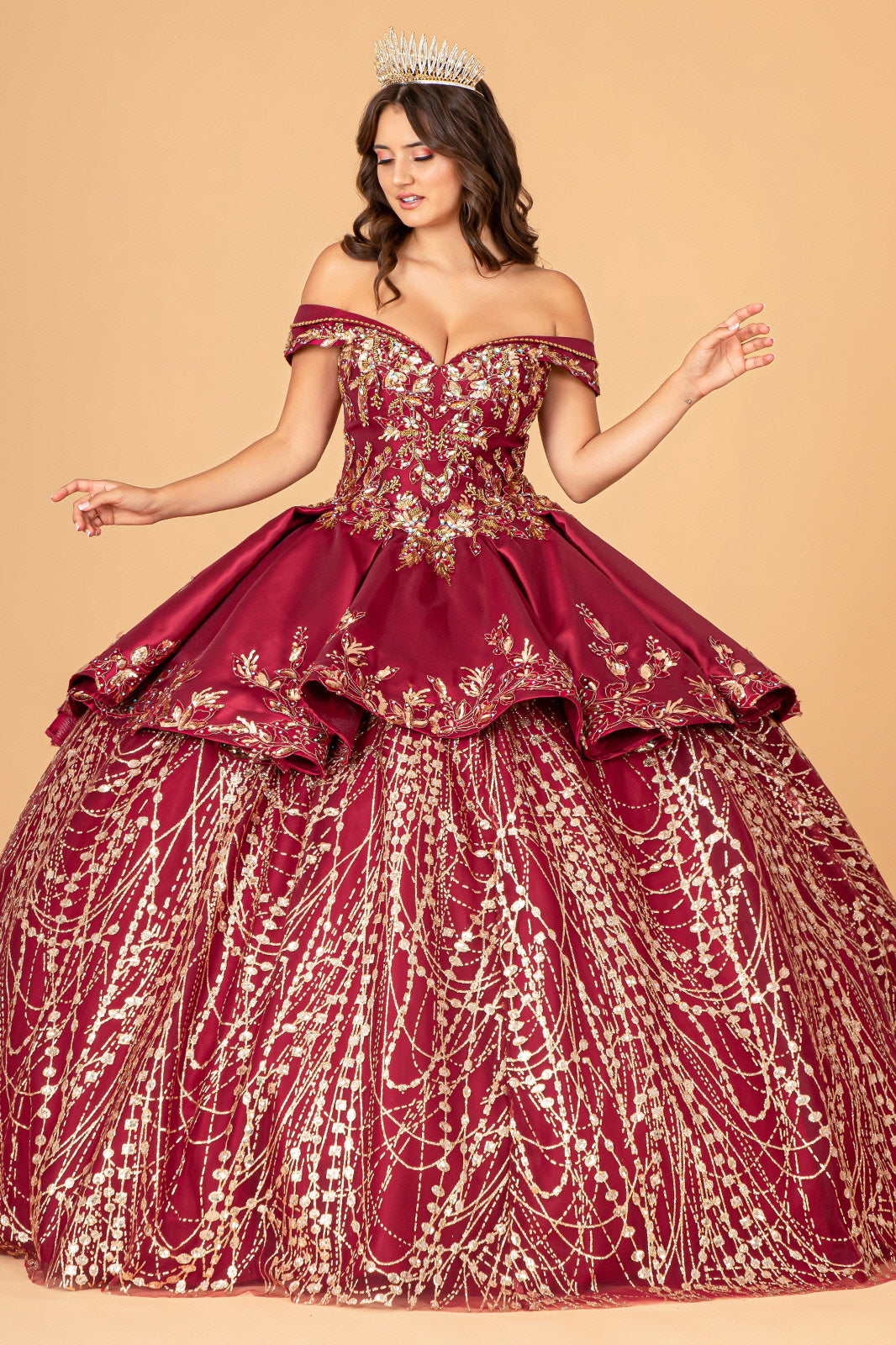 2 Piece Off Shoulder Satin Ball Gown by Elizabeth K GL3098 - product image 7