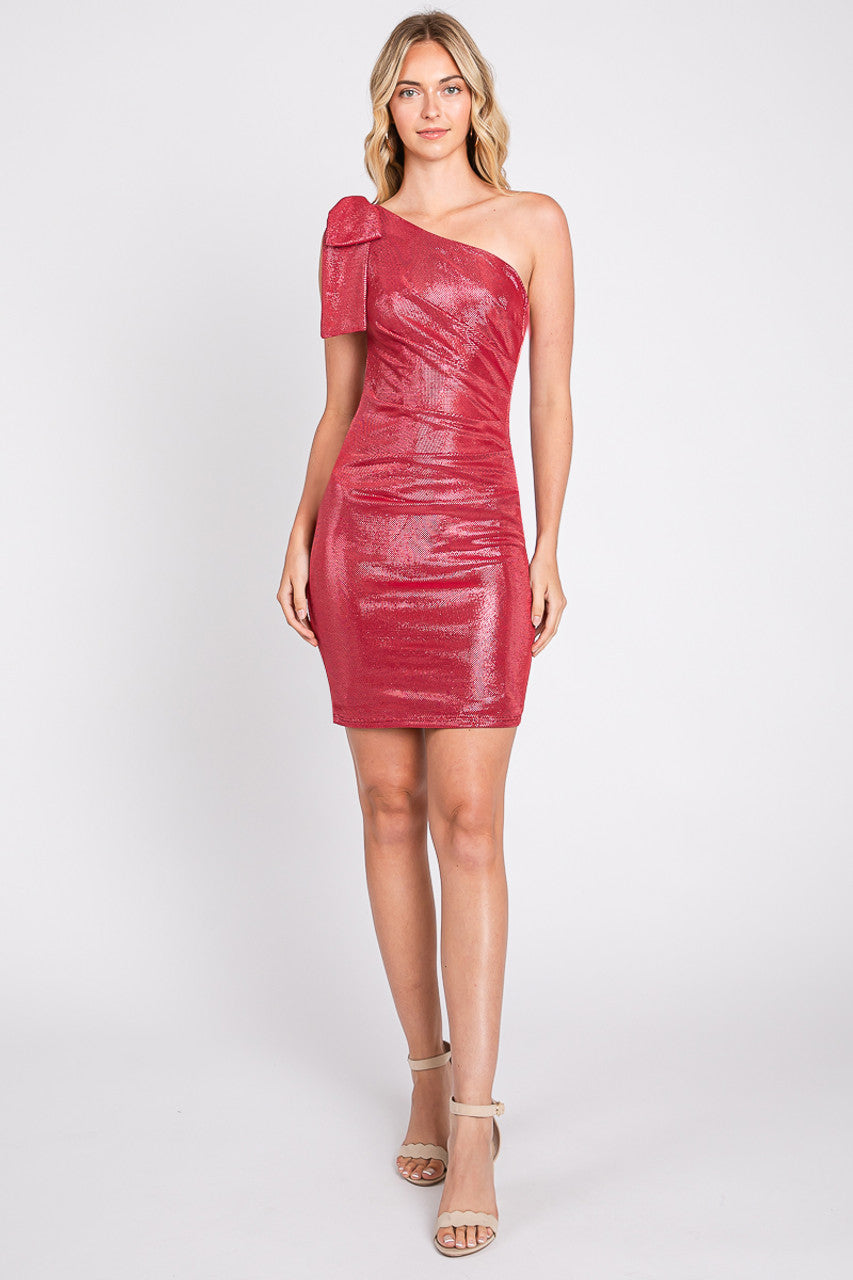 Metallic Fitted Short One Shoulder Dress by Lenovia 3054 - product image 6