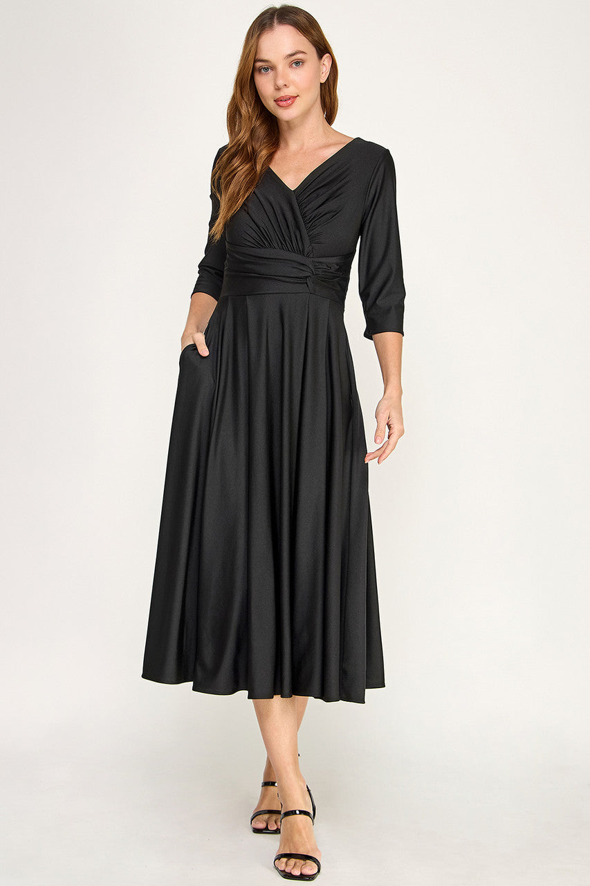 3/4 Sleeve A-line Tea Length Dress by Lenovia 3127 - product image 5